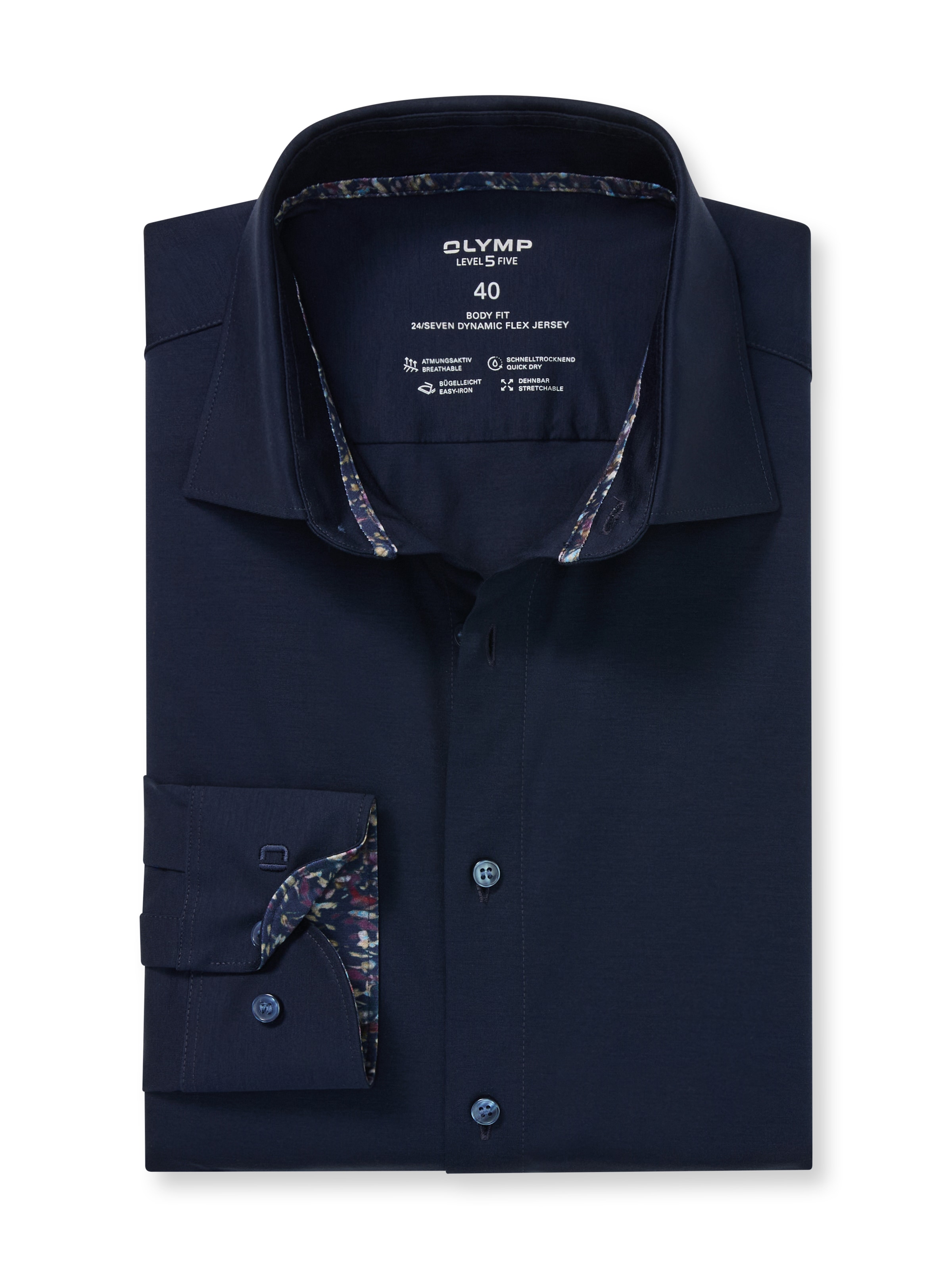 OLYMP Langarmhemd »Level Five 24/Seven« Businesshemd, body fit, New York Kentkragen, Jersey