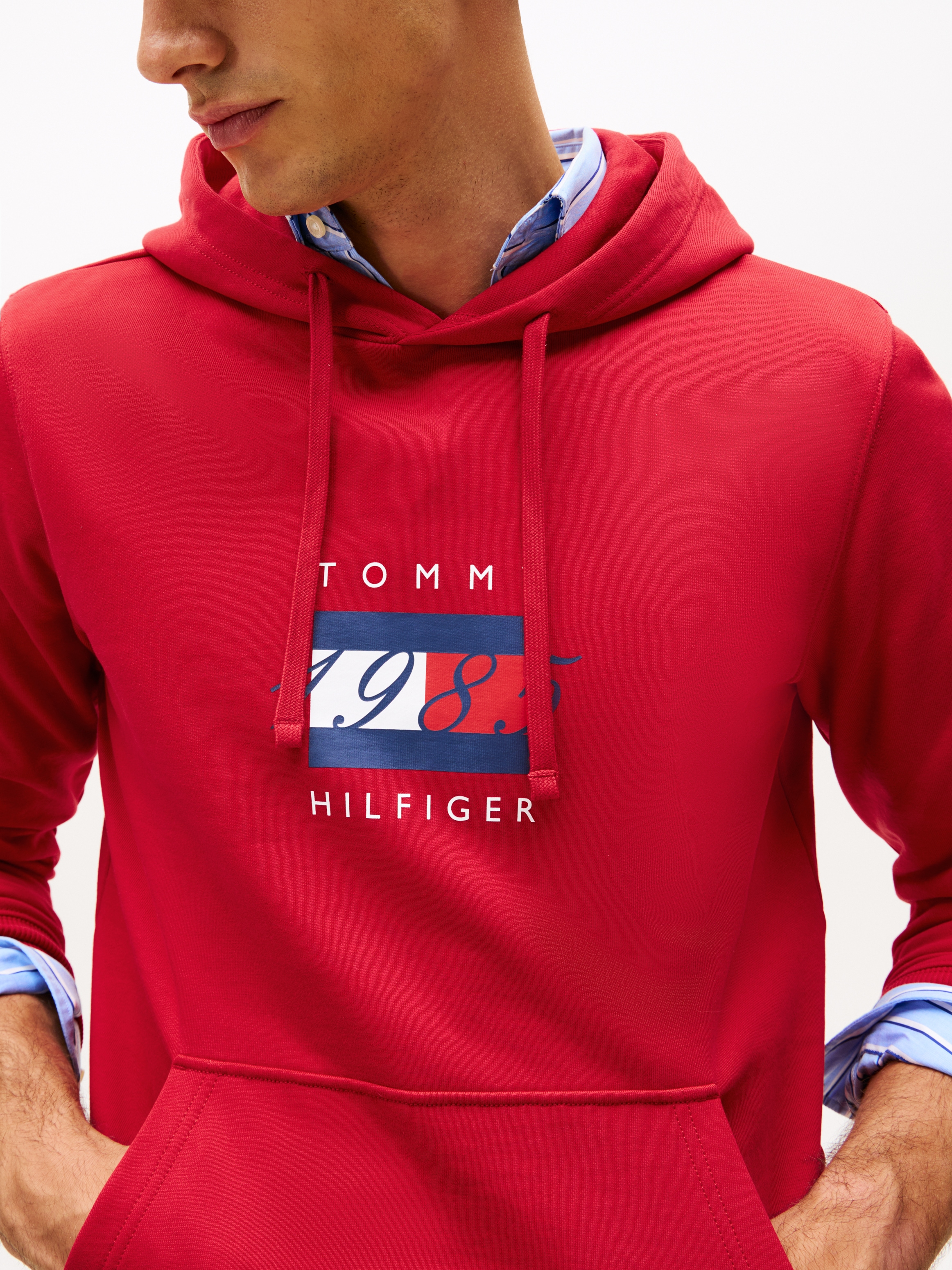 Tommy Hilfiger Kapuzensweatshirt »LINEAR FLAG GRAPHIC«, Regular Fit, Hoodie, Kapuze mit Tunnelzug