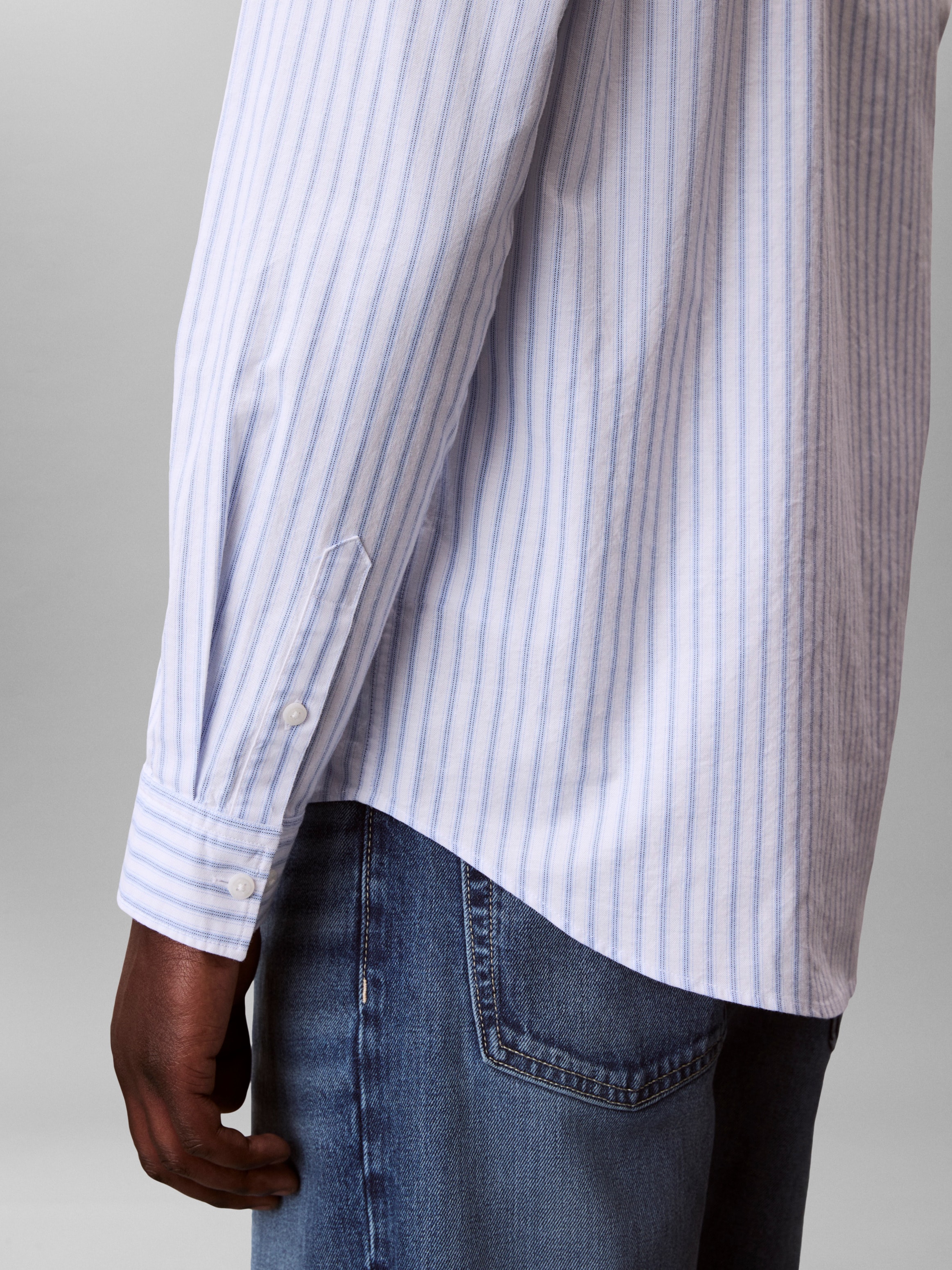 Calvin Klein Langarmhemd »STRIPE OXFORD CLASSIC SHIRT« Regular fit mit Rundhlsausschnitt