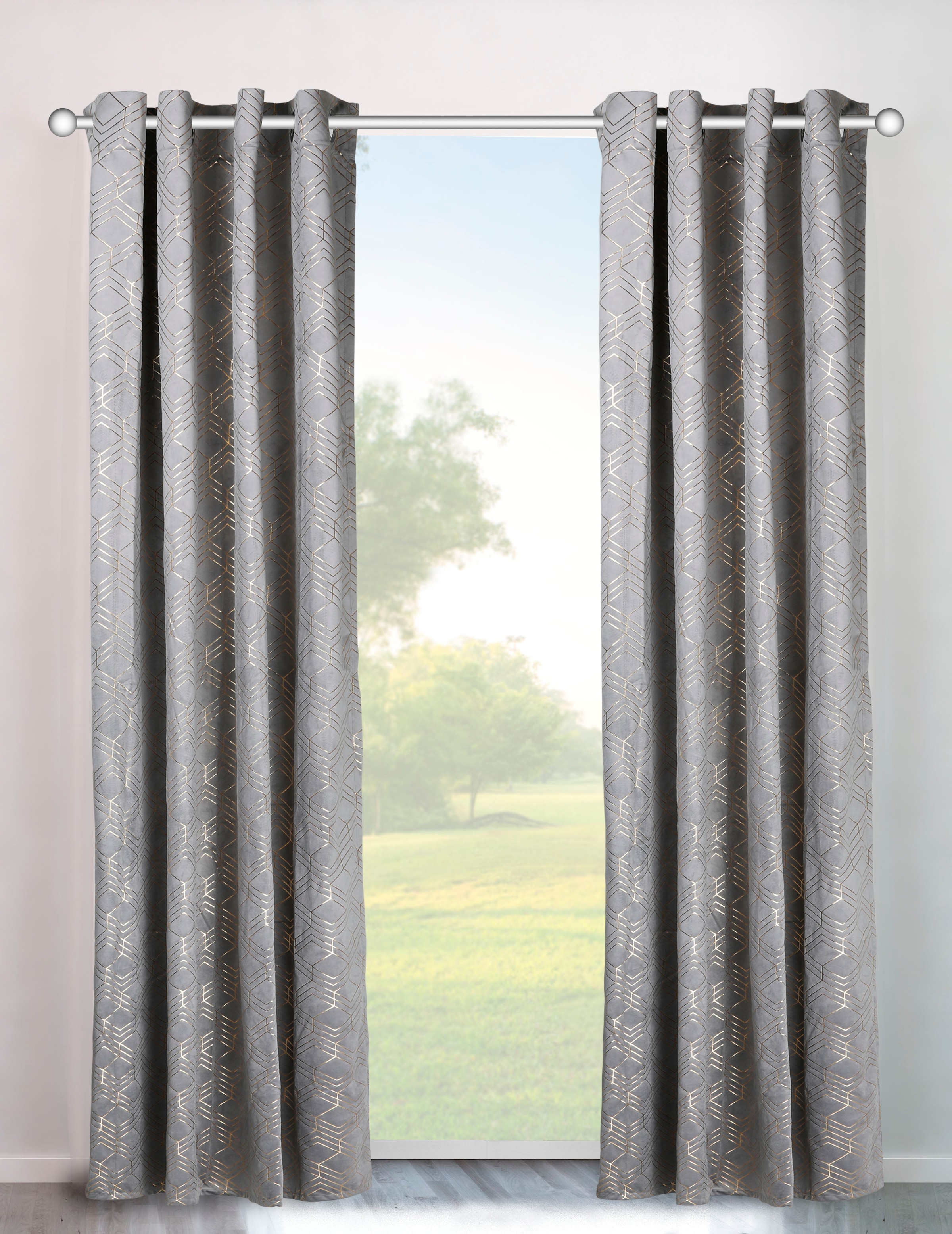 my home Vorhang "Velvet Foil" Ösen 2 Stk. tlg. Samt günstig online kaufen