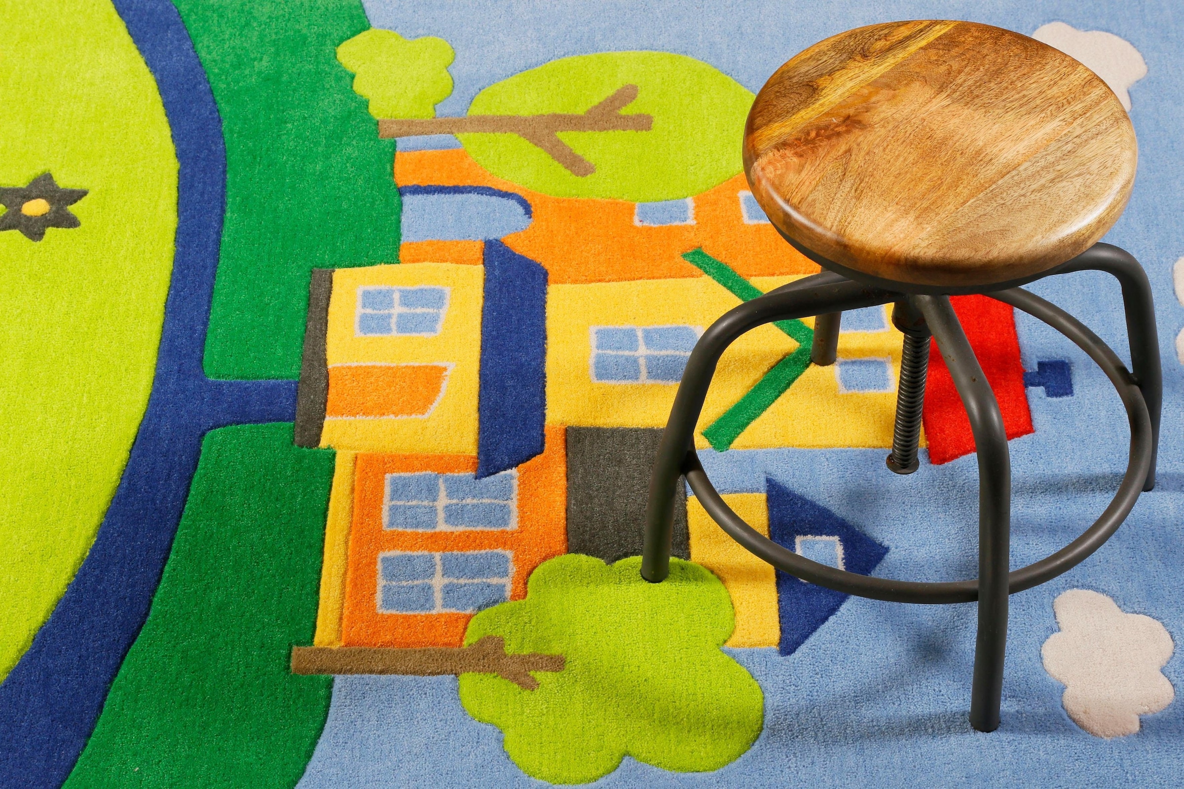 SMART KIDS Kinderteppich »Villa Villakulla«, rechteckig, 9 mm Höhe, Spielteppich Stadt, Konturenschnitt