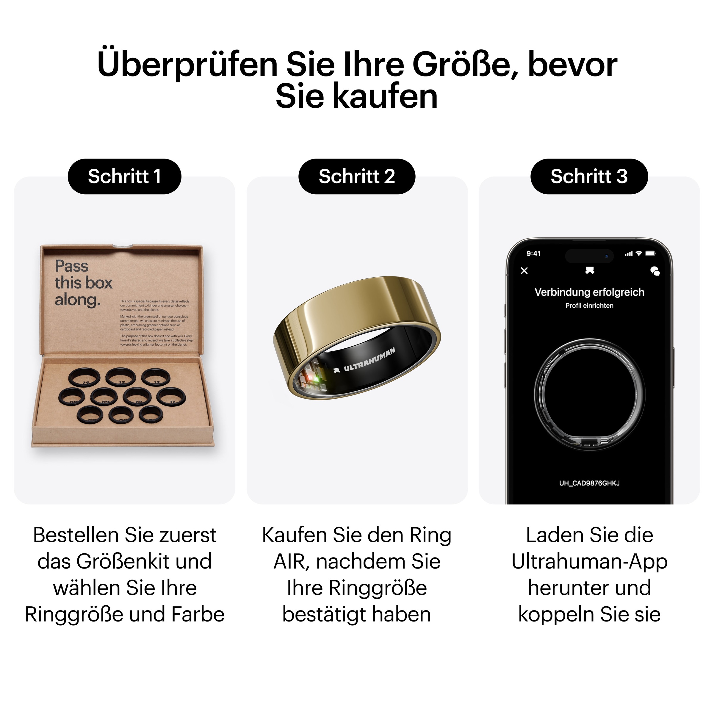 Ultrahuman Activity Tracker »Smartring AIR - Size 14« Schlaf- und Fitness-Tracker für Frauen und Männer