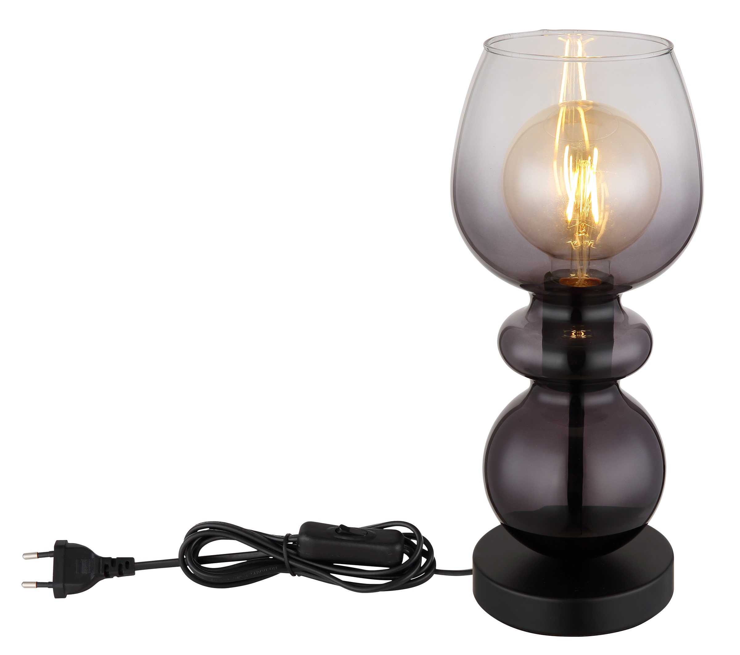 GLOBO LIGHTING Tischleuchte »CLARITY« E27 1 Stk. Tischlampe Glas rauchfarben klar verlaufend antik