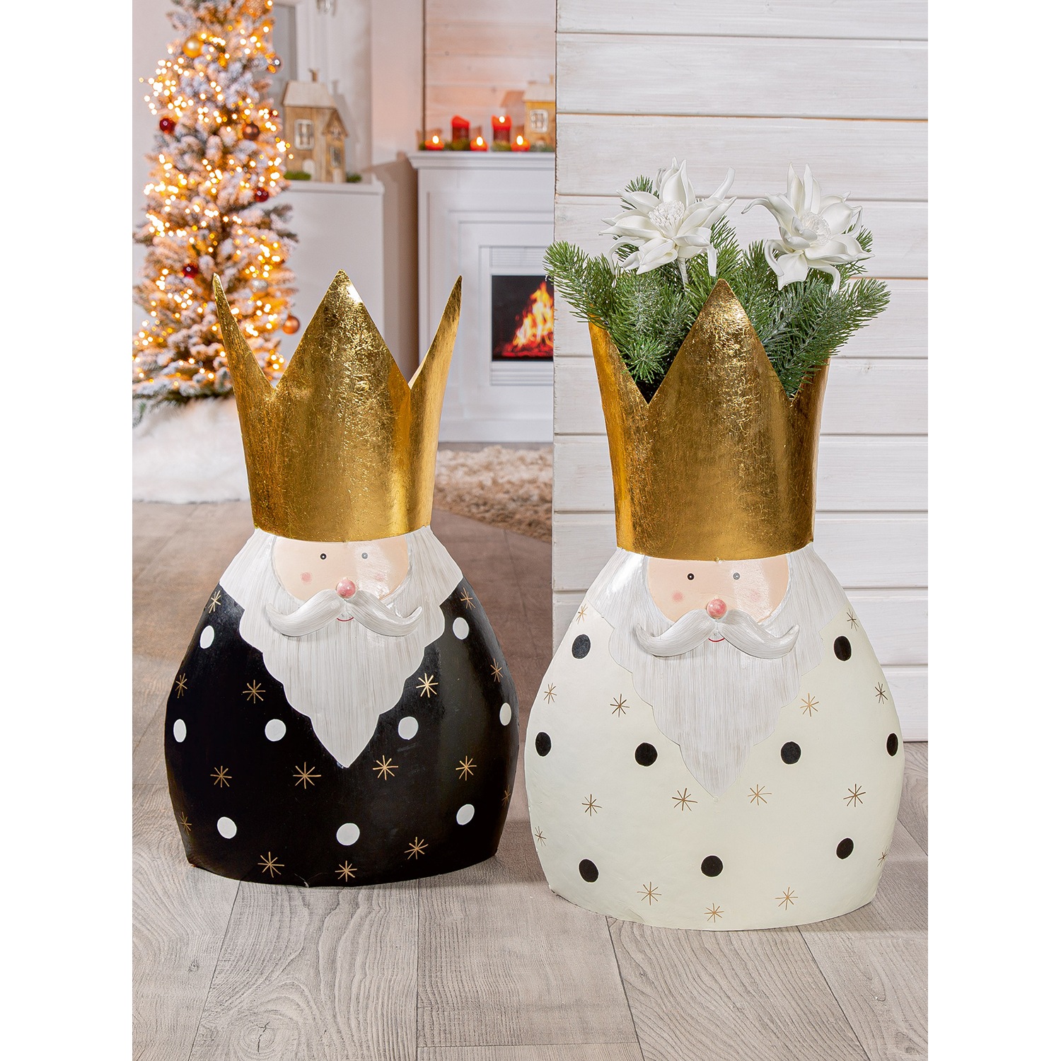 GILDE Weihnachtsfigur »Santa«, Eisen, schwarz, BxLxH: 41,5x23,5x66 cm