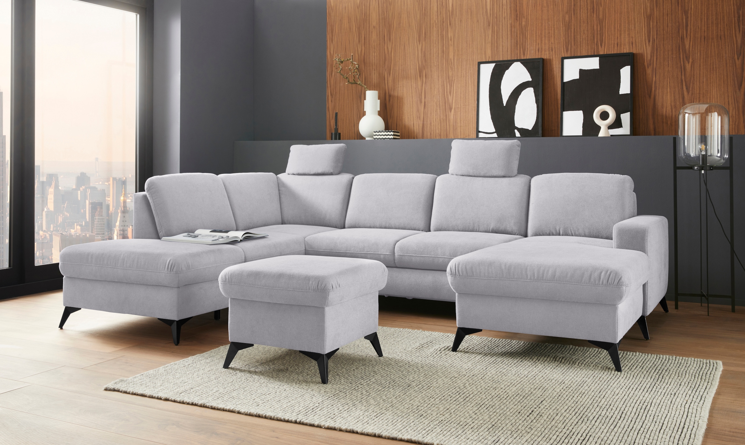 Home affaire Wohnlandschaft "Lolland U-Form" Wahlweise mit Bettfunktion und günstig online kaufen