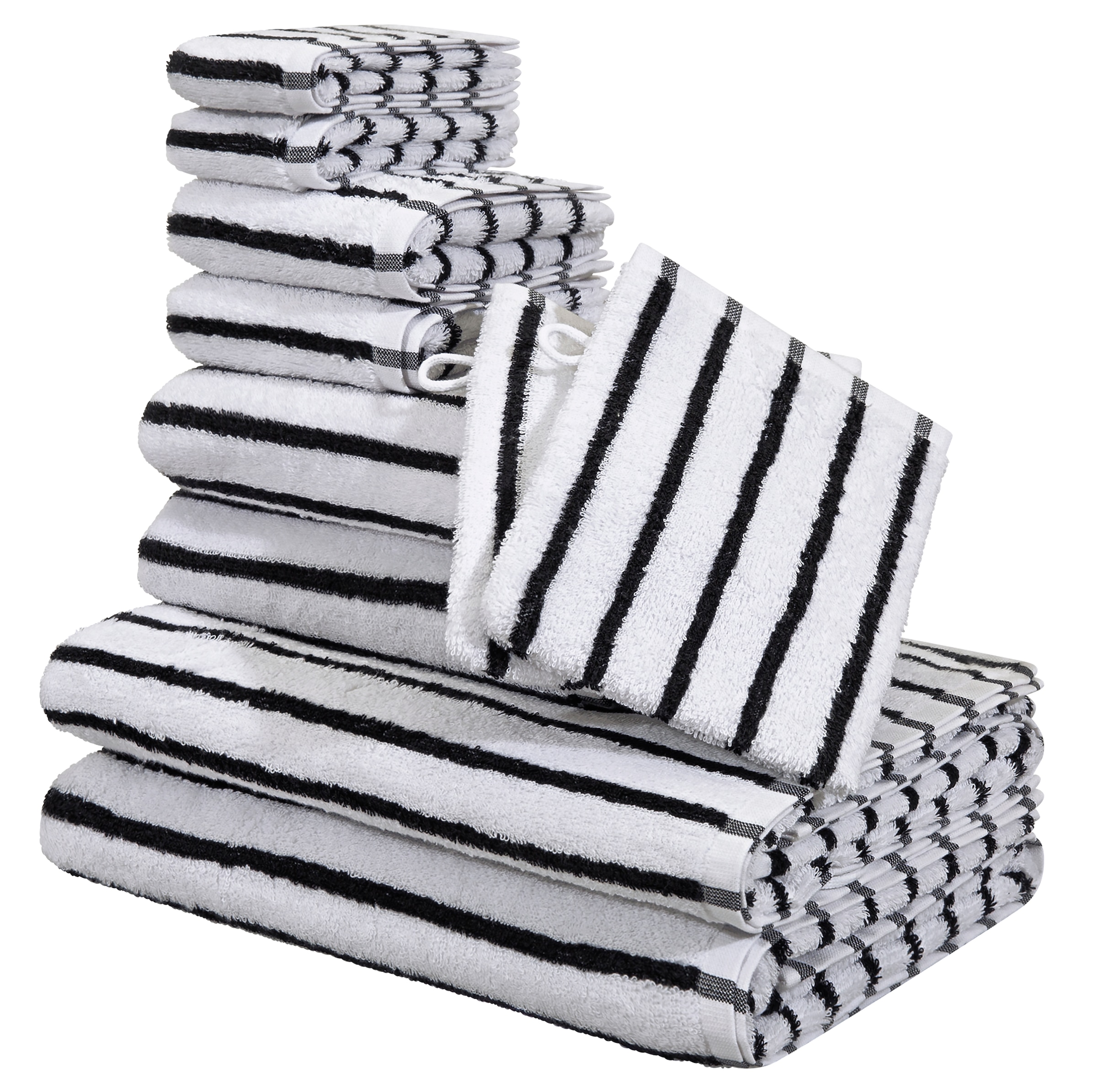 OTTO home Handtuch Set "Jannika, Duschtücher, Handtücher, Gästetücher, Seiftücher, Waschlappen" 10 Frottier Handtücher mit Streifen, 100% Baumwolle, weich, umfangreiches Set