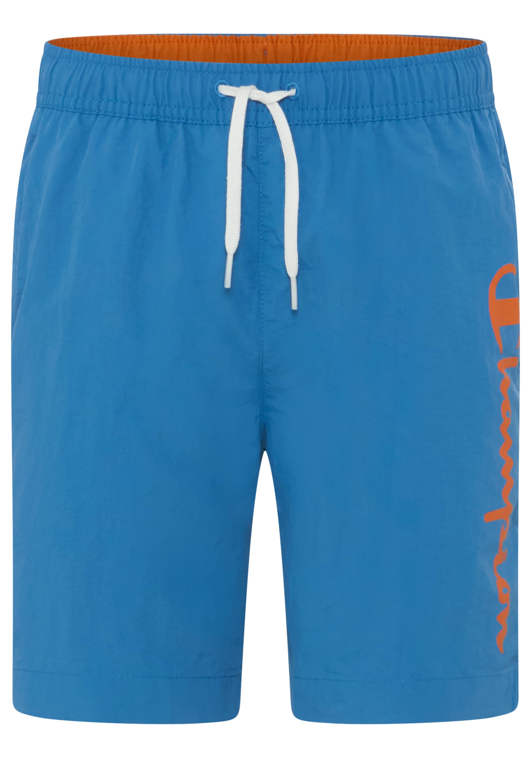 CHAMPION Kinder Badeshorts "Boys' beach shorts with big Logo", blau, Gr. S, Polyamid, Badehosen, für Kinder und Jugendliche geeignet, mit Innenslip