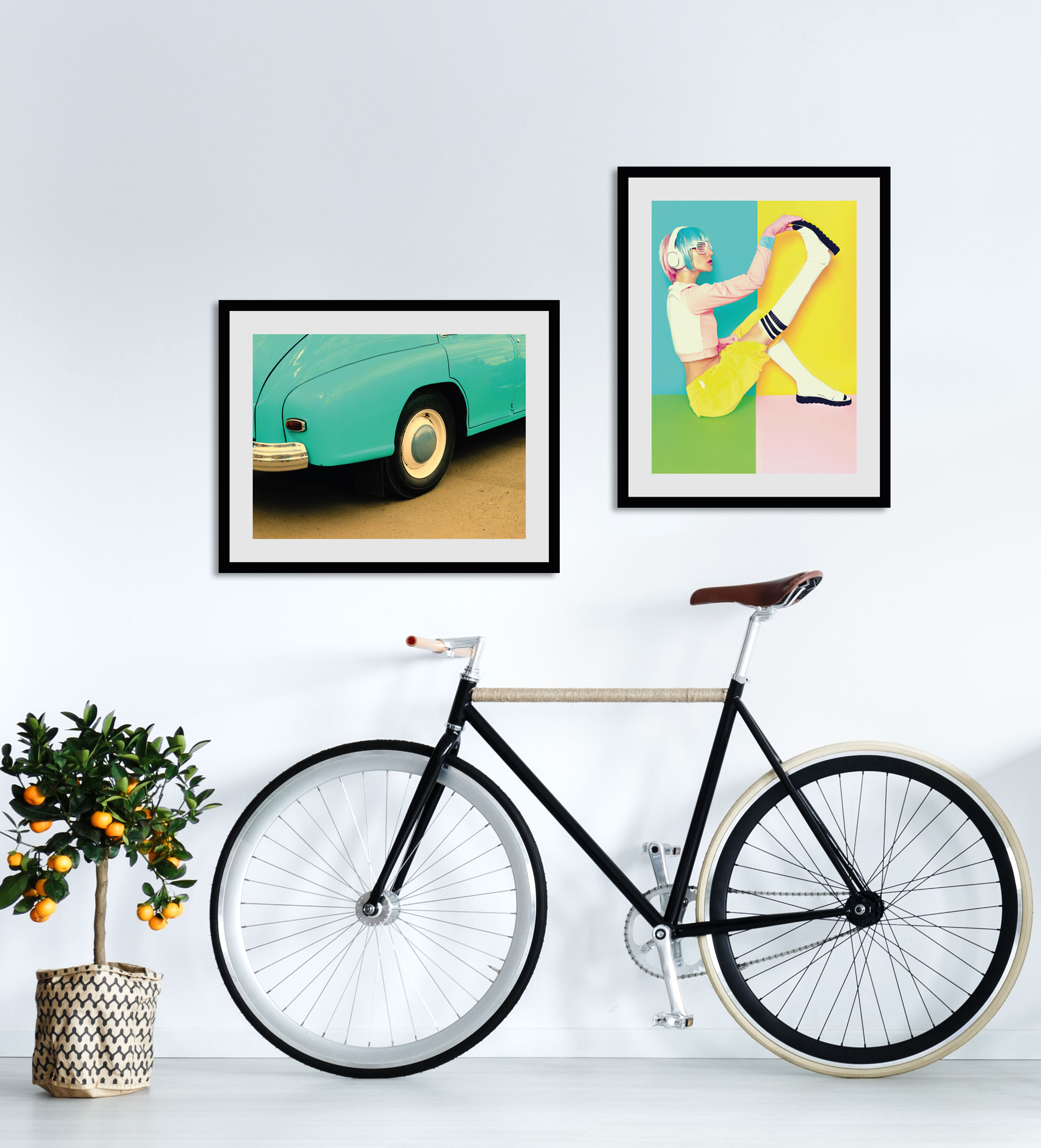 queence Bild "Nostalgie" Auto 1 Stk. tlg. HD Premium Poster-Druck inkl. Holzrahmen