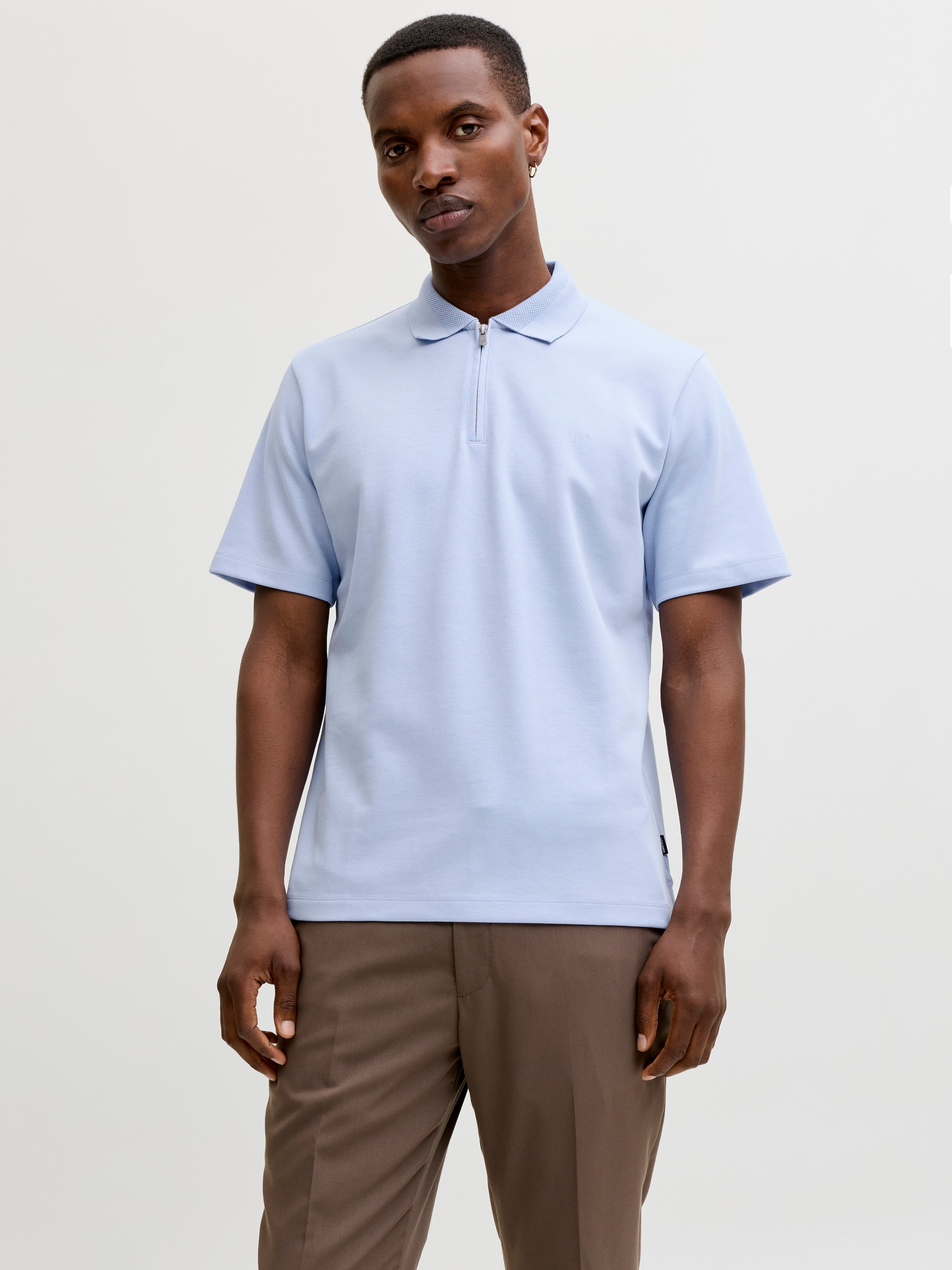 Jack & Jones "JPRBLAETHAN SS ZIP POLO SN" Materialmix, regular fit