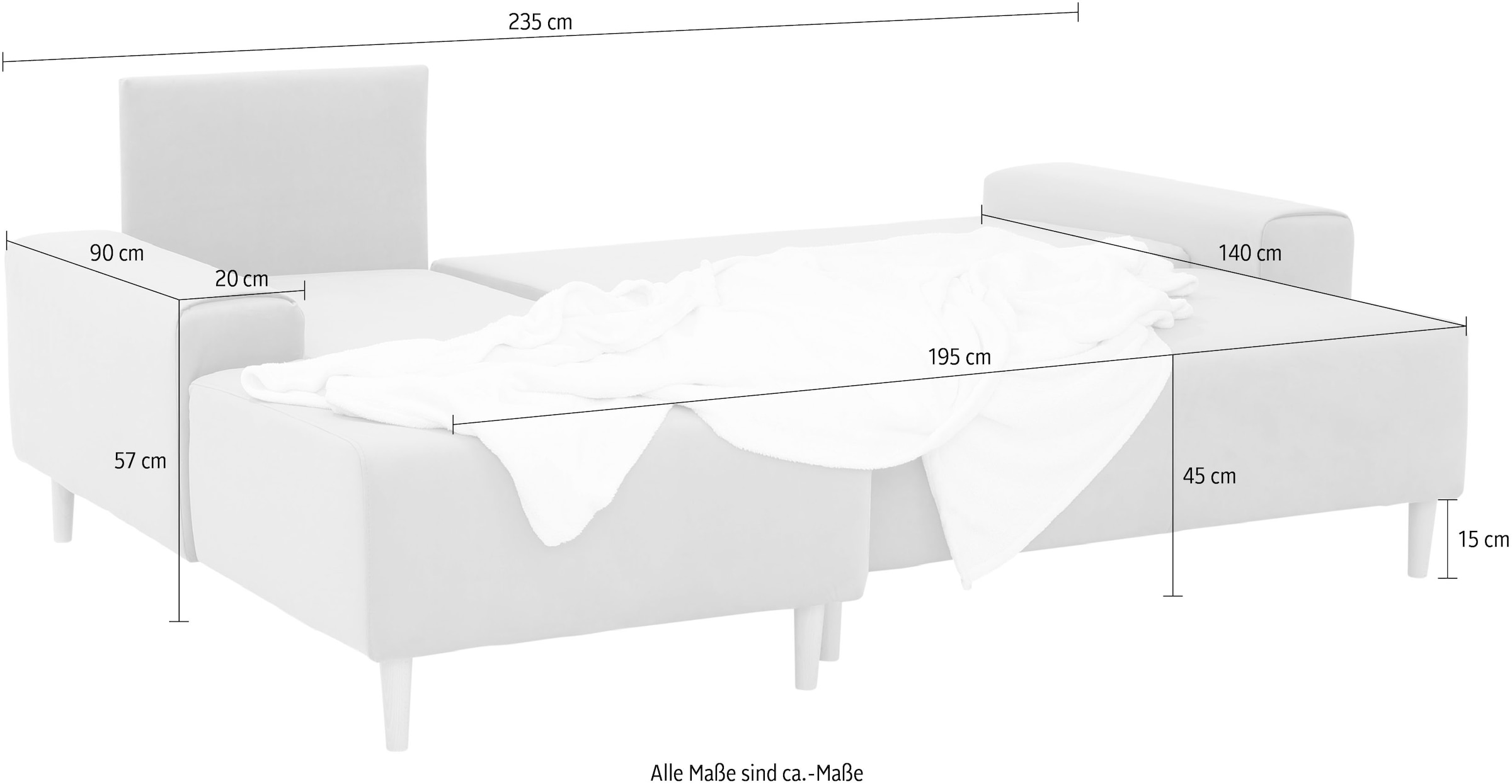 INOSIGN Ecksofa »Samu L-Form«, wahlweise mit Bettfunktion und Bettkasten