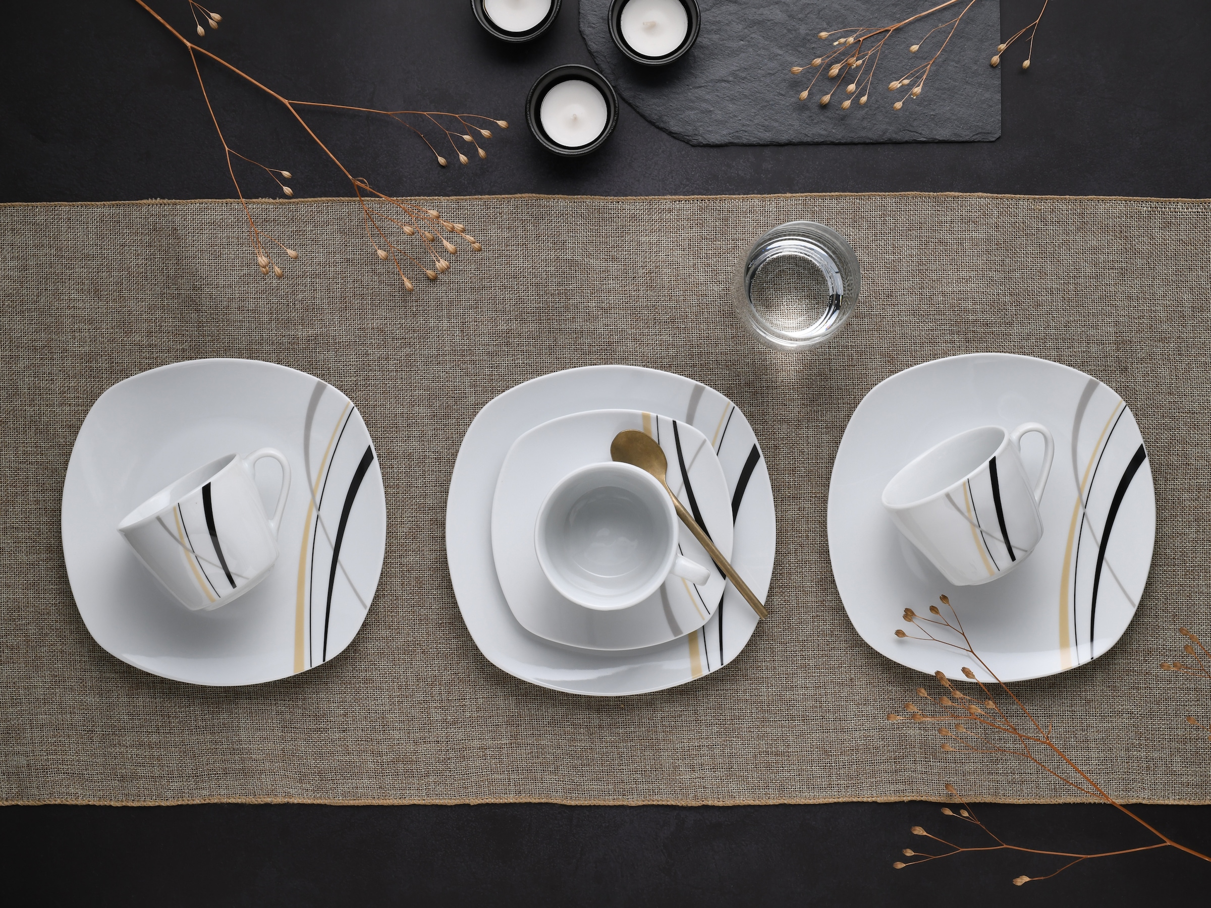 CreaTable Kaffeeservice »Square City Line, Kaffee-Service 18-tlg«, (Set, 18 tlg.), Moderner Urban Style