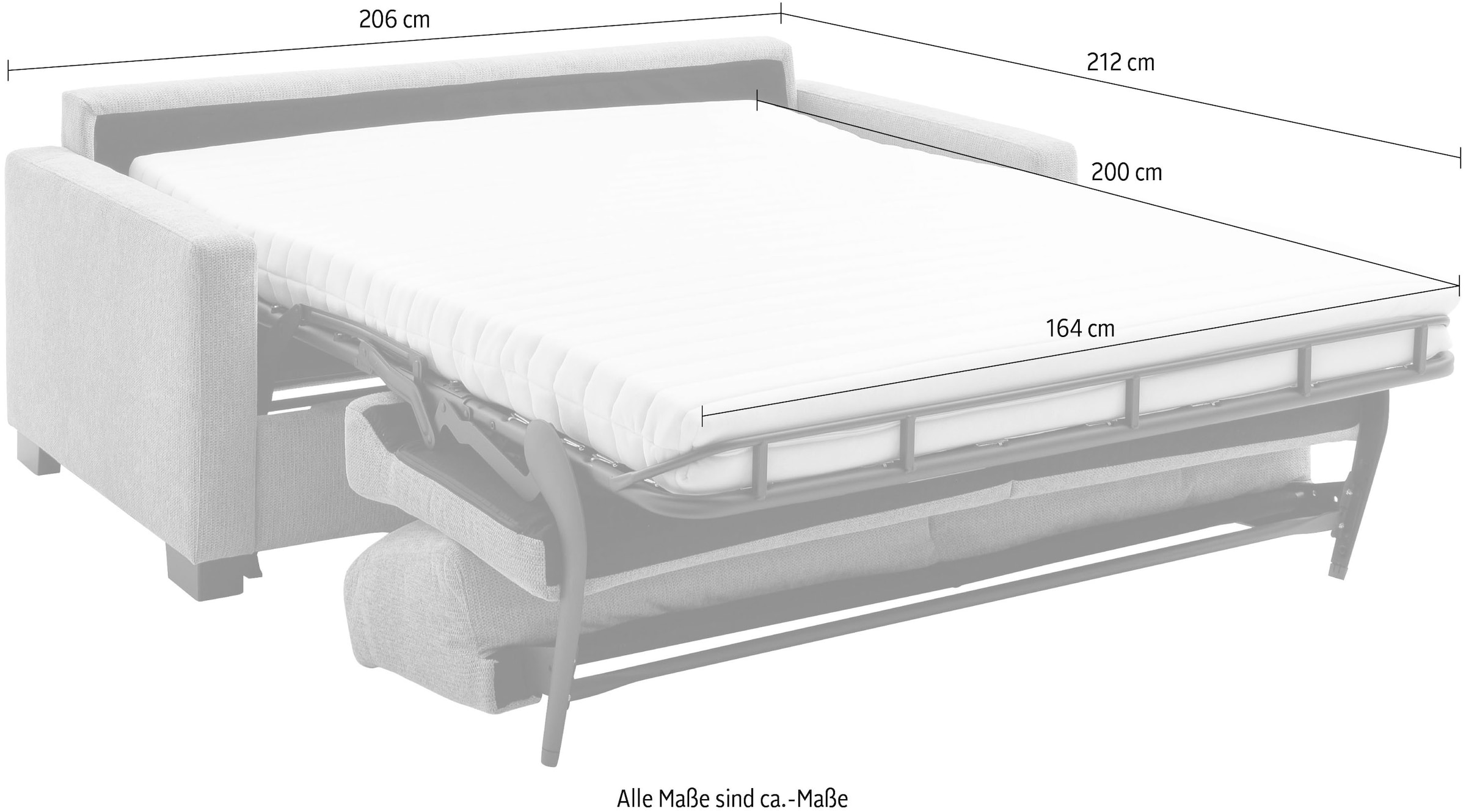 Home affaire Schlafsofa »Vionelle, 3-Sitzer mit Kaltschaummatratze nach Wahl, Breite 206 cm« Dauerschläfer mit wahlweise Standard- oder Premium-Matratze