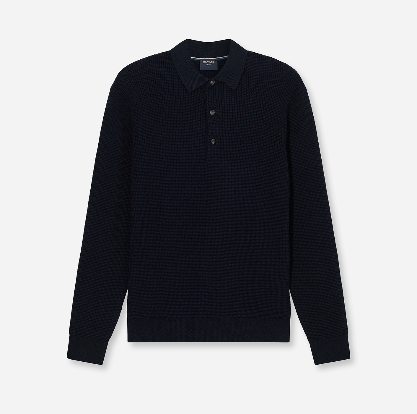 OLYMP Polokragenpullover »Waffle Structure Pullover«, strukturiert, unifarben, regular fit, Strick