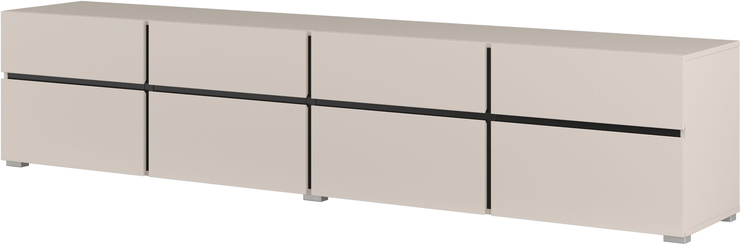OTTO home Lowboard »Cross,Breite 225 cm, moderne grifflose TV-Kommode« TV-Schrank mit viel Stauraum, TV-Board