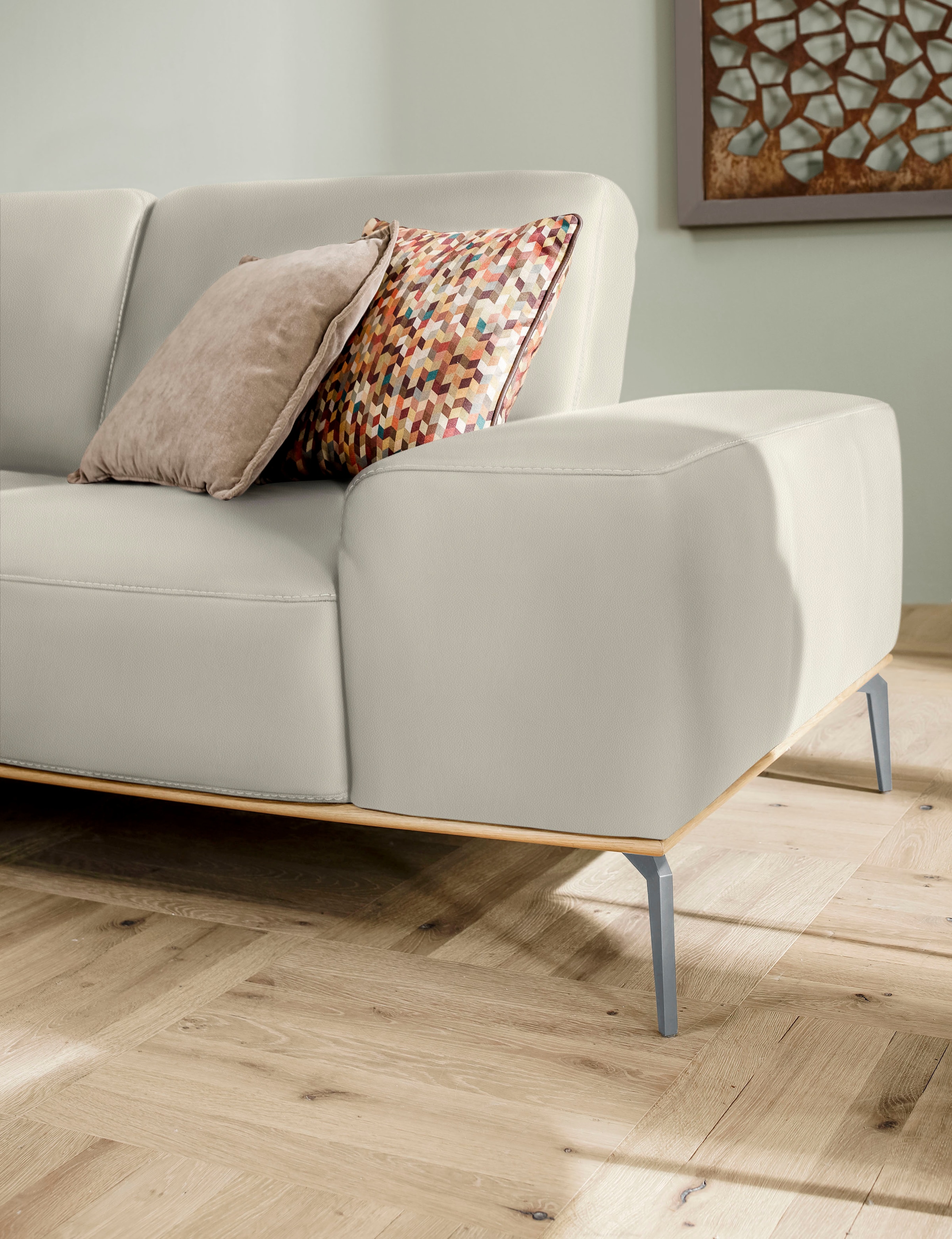 W.SCHILLIG Ecksofa »run, Designsofa mit tollem Sitzkomfort, bequem, L-Form«, mit elegantem Holzsockel, Füße in Silber matt, Breite 299 cm