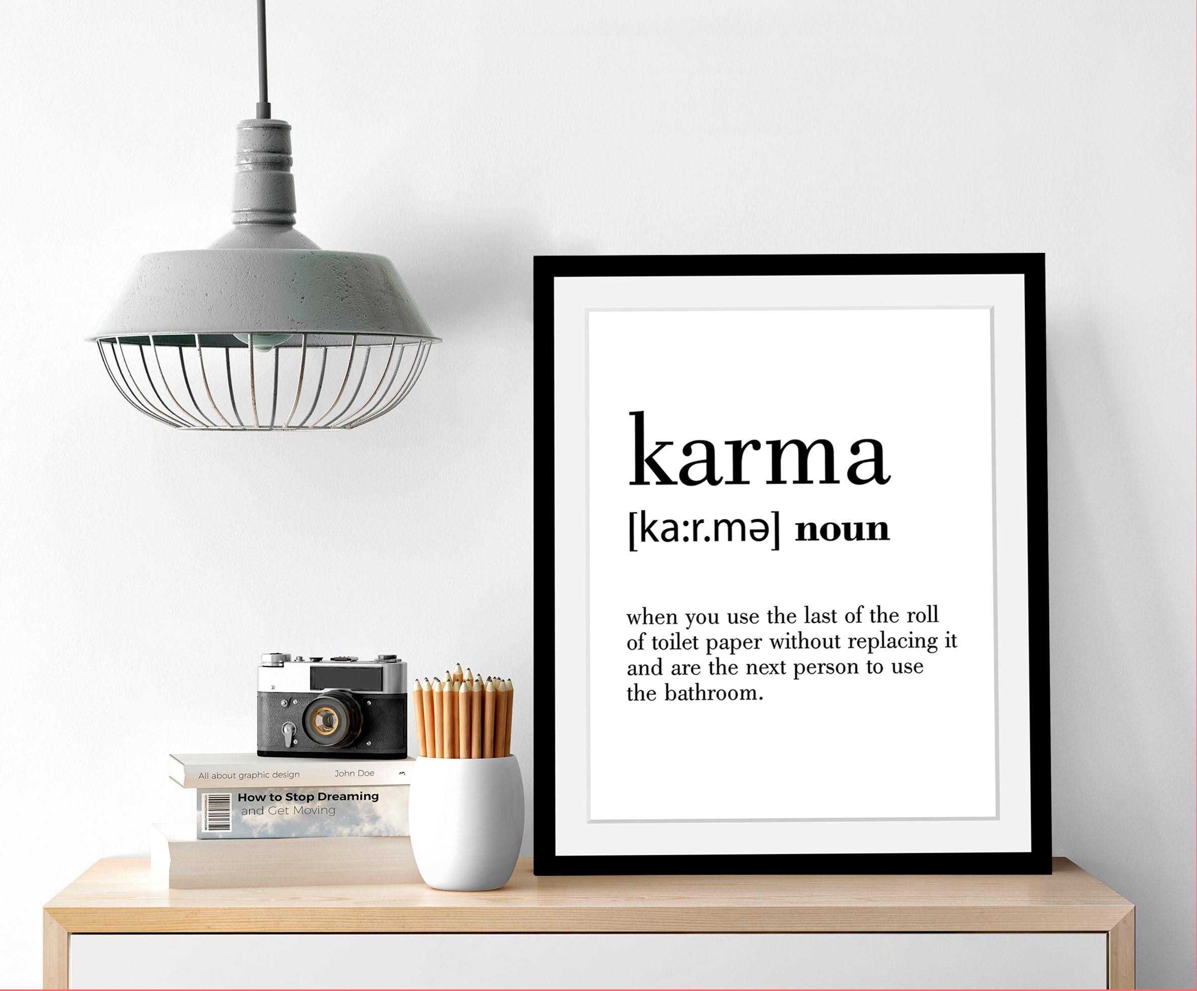 queence Bild "Karma", Schwarz-Weiß-Schriftzug-Motivationsbilder, HD Premium günstig online kaufen