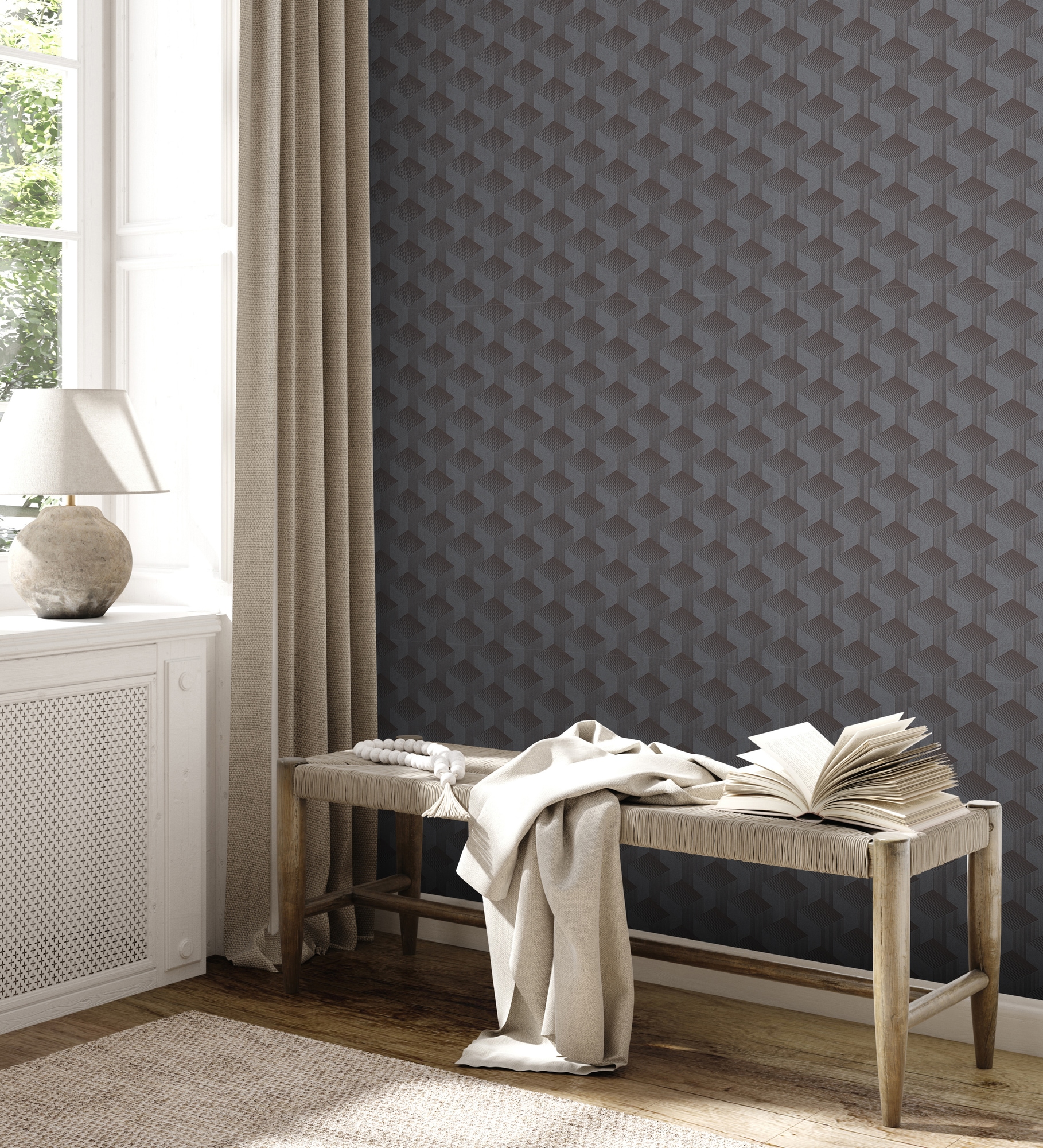 A.S. Création Vliestapete »Schlichte 3D-Tapete«, matt-gemustert-neutral, Grafiktapete 3D-Effekt Tapeten Wohnzimmer Schlafzimmer Küche modern