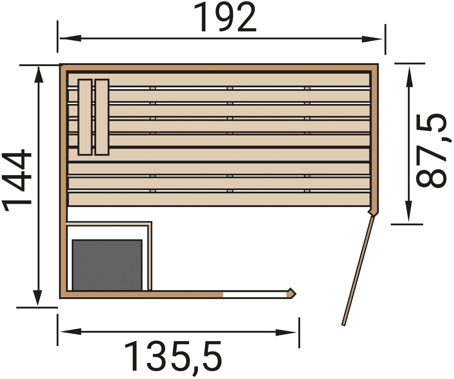 weka Sauna »Massivholz-Elementsauna LAUK«, Blockbohlen, vorgefertigte Elemente