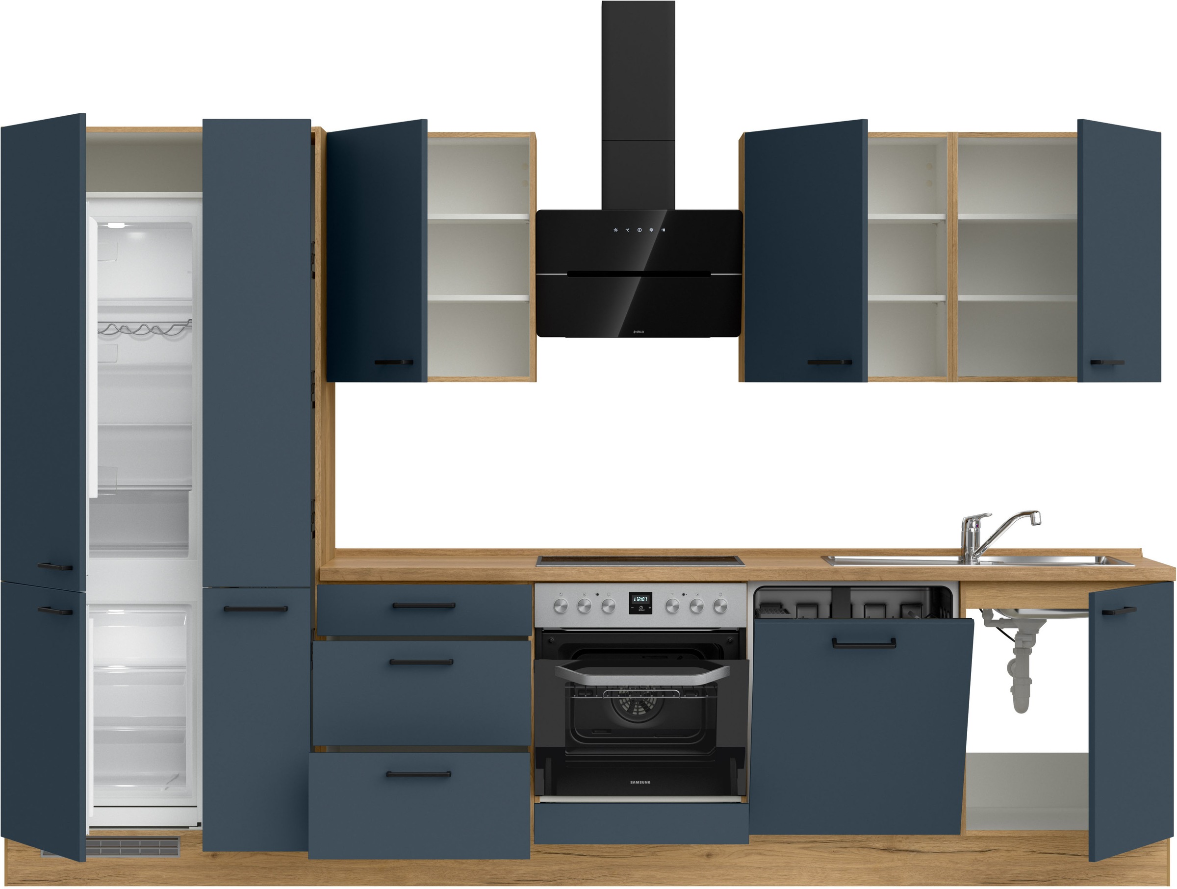 nobilia® Küchenzeile »"Easytouch II"«, vormontiert, Ausrichtung wählbar, Breite 330 cm, wahlw. mit E-Geräten