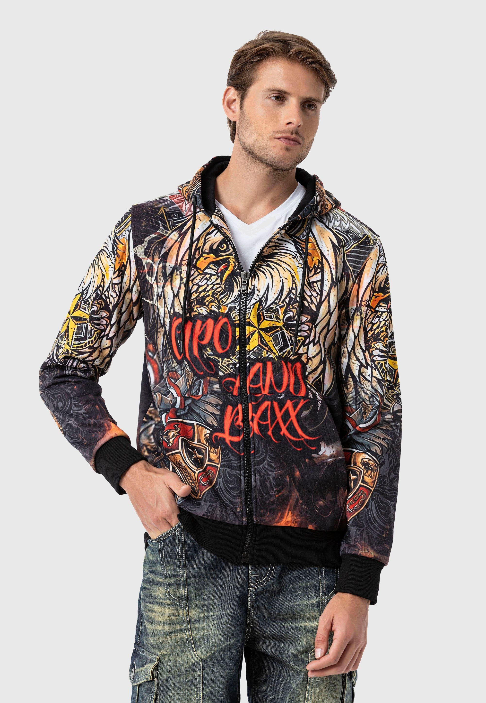 Cipo & Baxx Strickpullover "Cipo & Baxx Sweatjacken" mit Allover-Print