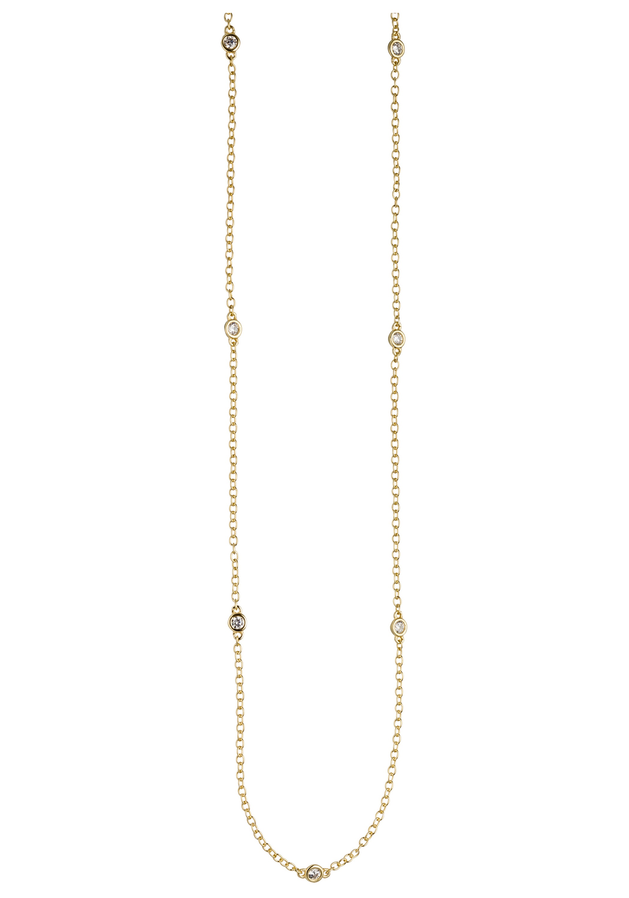JOBO Collier, 925 Silber vergoldet mit Zirkonia 47 cm