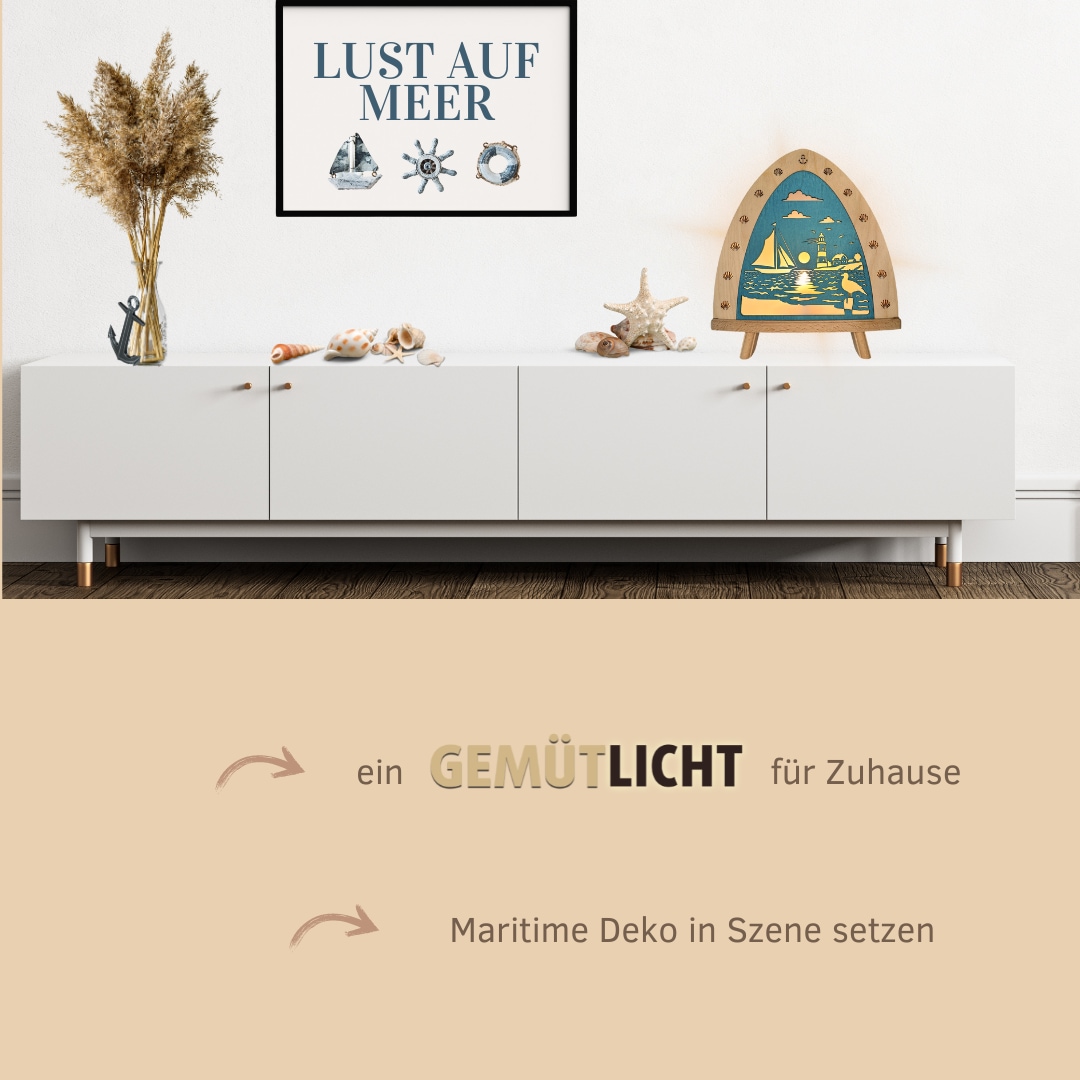 Weigla LED Dekolicht "Leuchtturm - Maritim, BxHxT: 30x32x6 cm" E14 Dekolamp günstig online kaufen