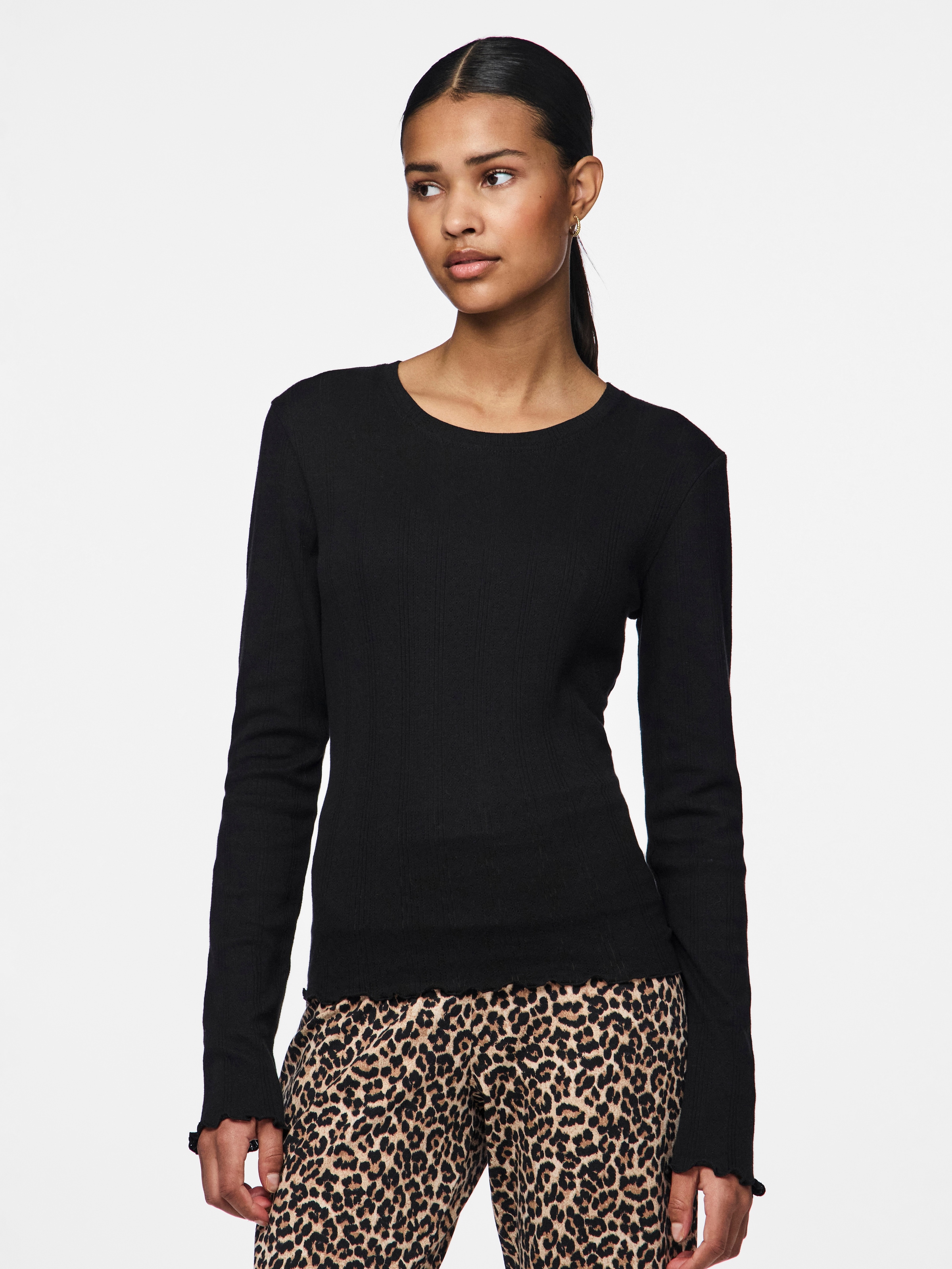 pieces Langarmshirt "PCMARIE LS O-NECK POIN TOP JRS NOOS BC" günstig online kaufen