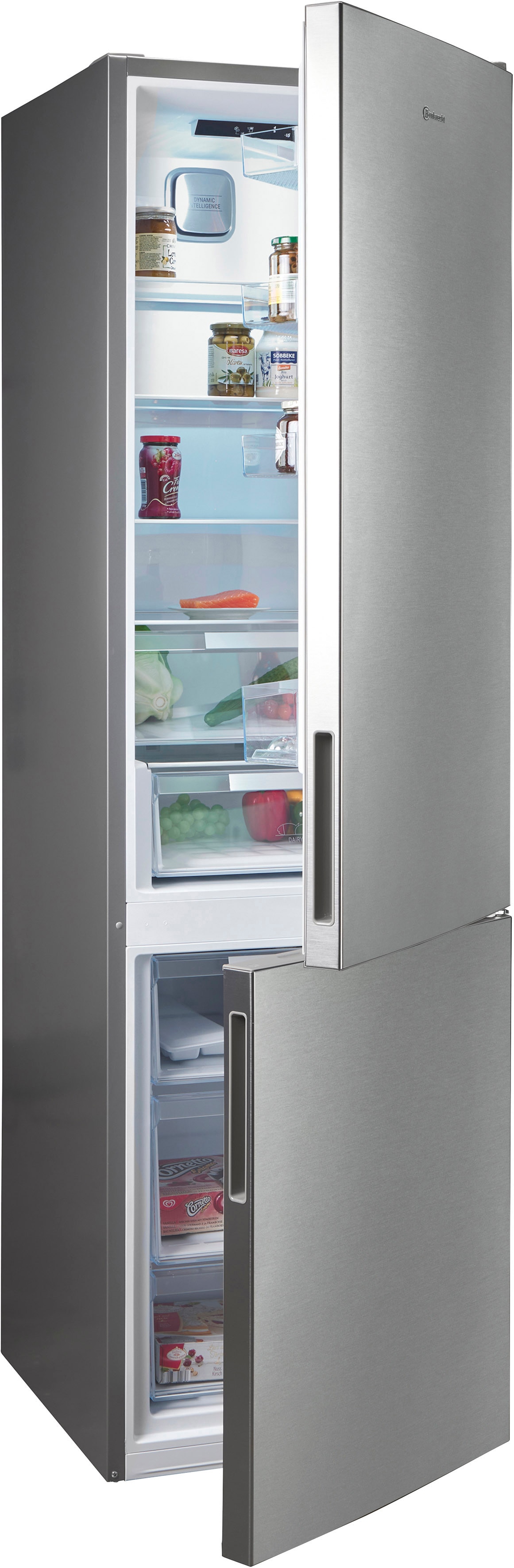 BAUKNECHT Kühl-/Gefrierkombination "KGDNF 203 B" 203,5 cm hoch 59,7 cm breit Dual Cool NoFrost: Zwei Kühlkreisläufe für länger frische Lebensmittel