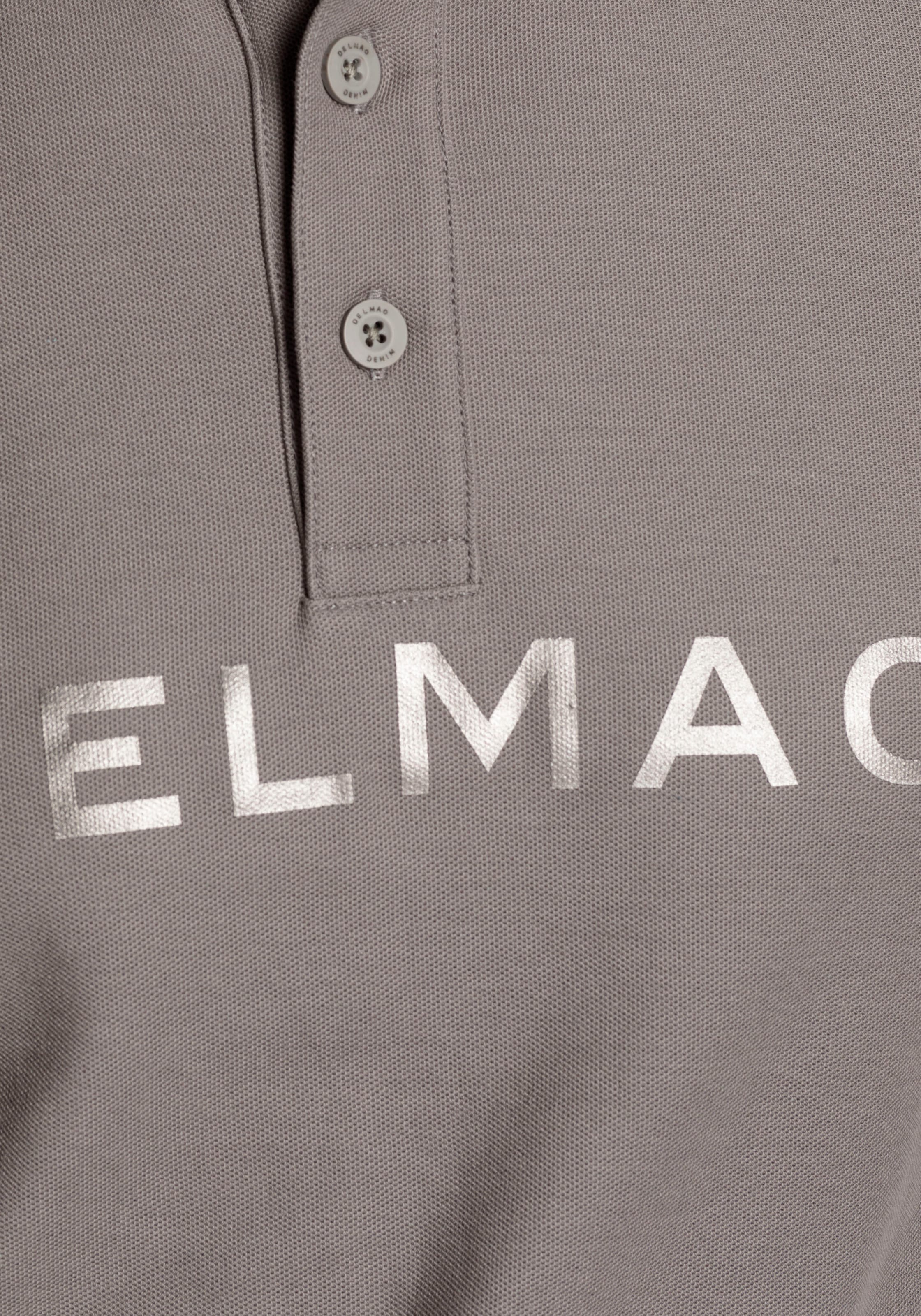 DELMAO Poloshirt, Kurzarm, mit Rippbündchen, mit Print, Polokragen, aus Baumwolle