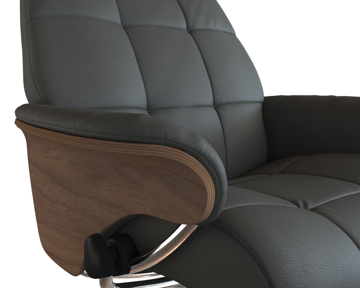 FLEXLUX Relaxsessel »Skagen Funktionsessel, Polstersessel, Armlehne, TV-Fernsehsessel«, Rücken- und Kopfteilverstellung, Fuß Alu, Armlehne Eiche, Drehbar