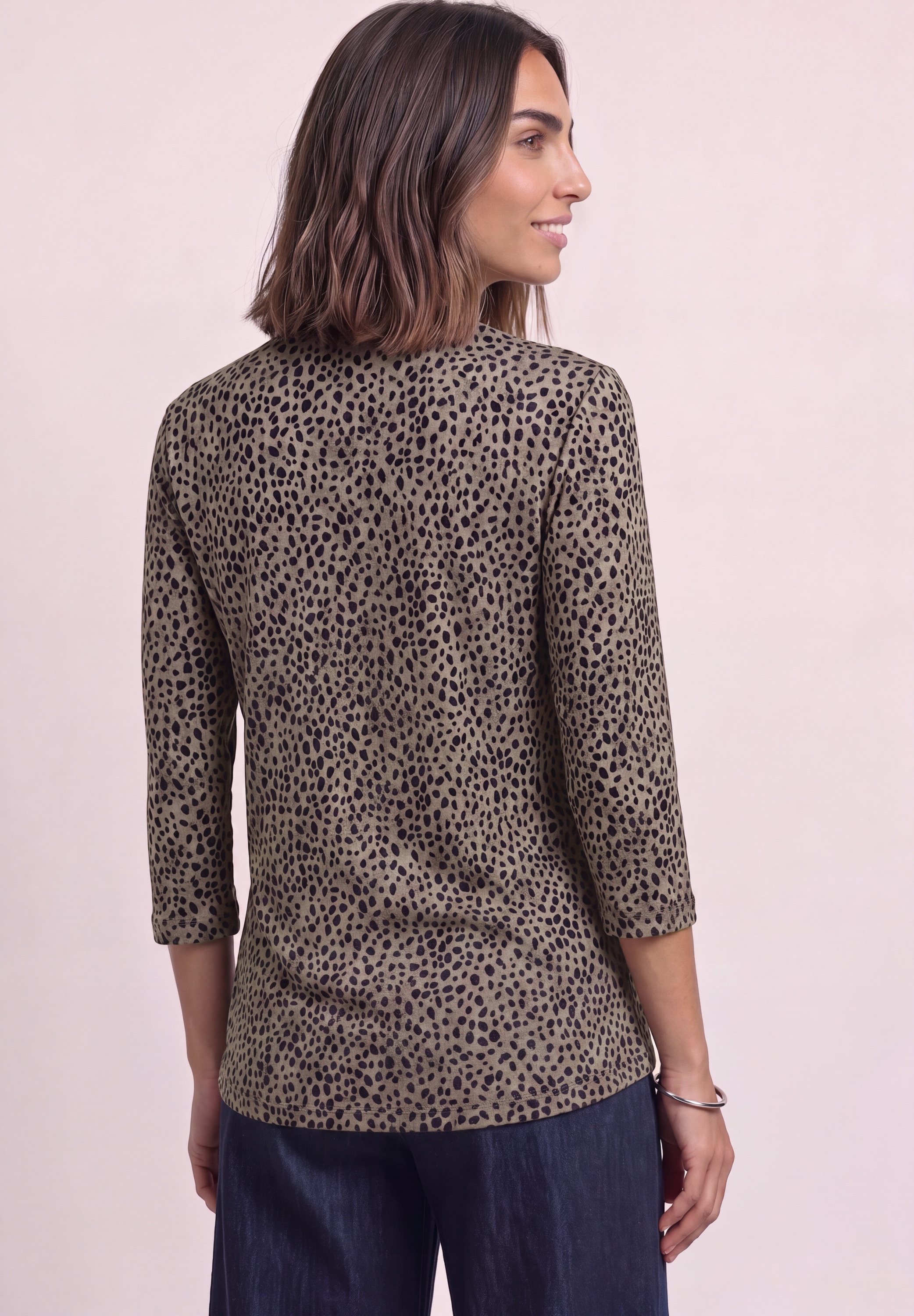 STREET ONE Stehkragenshirt mit Leomuster