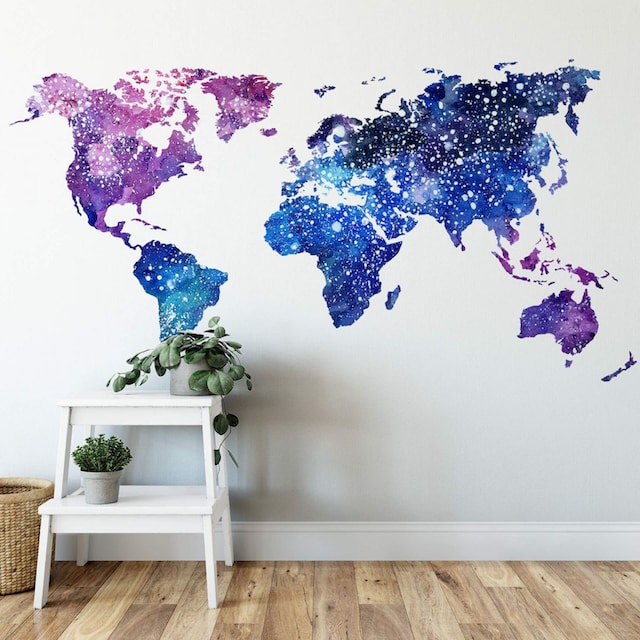 Wall-Art Wandtattoo »Universum Weltkarte Galaxie«, (1 St.), selbstklebend,  entfernbar | BAUR