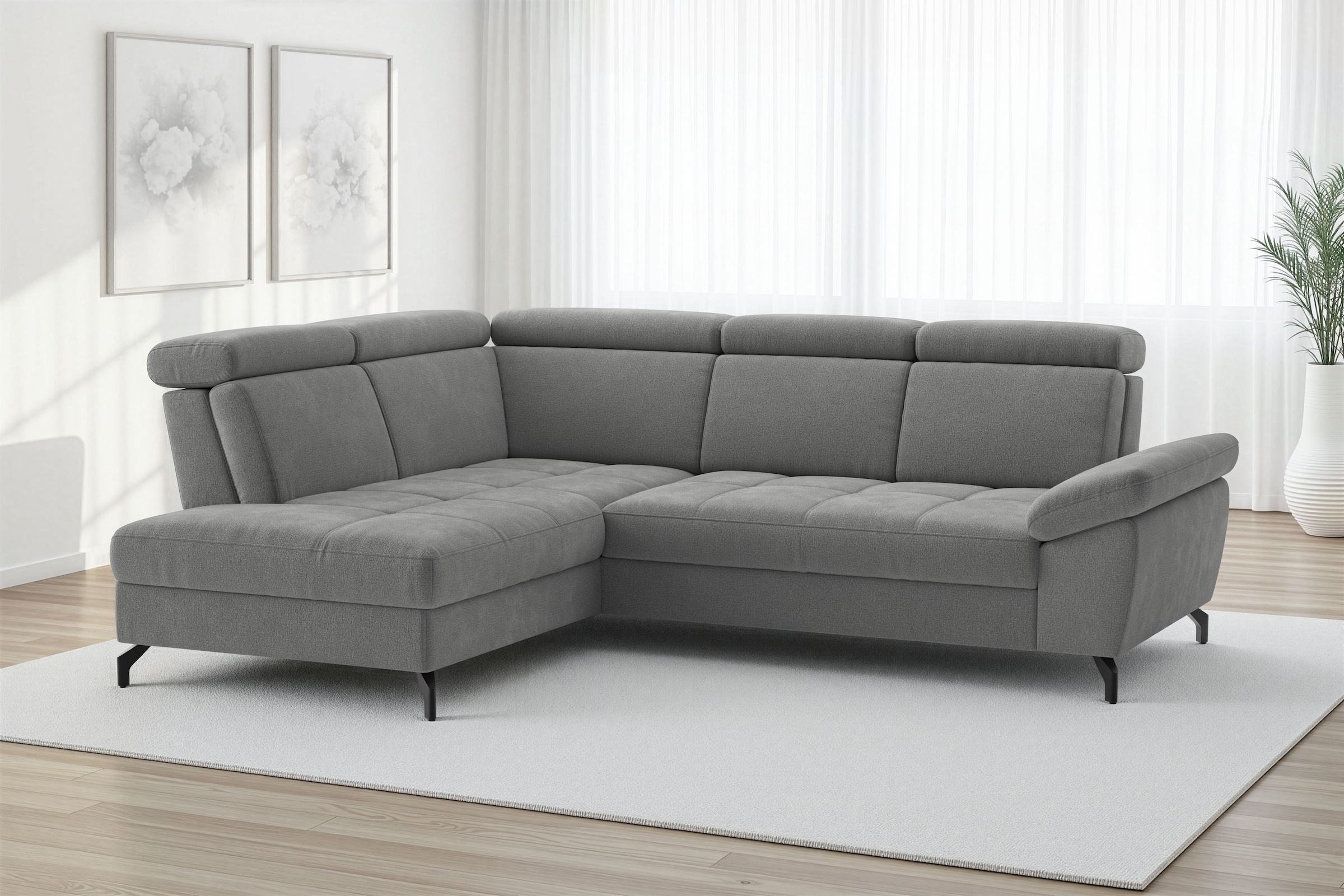 sit&more Ecksofa "Vanity; L-Form, B. 254 cm" Inkl.Sitz-,Kopf-und Armteilverstellung