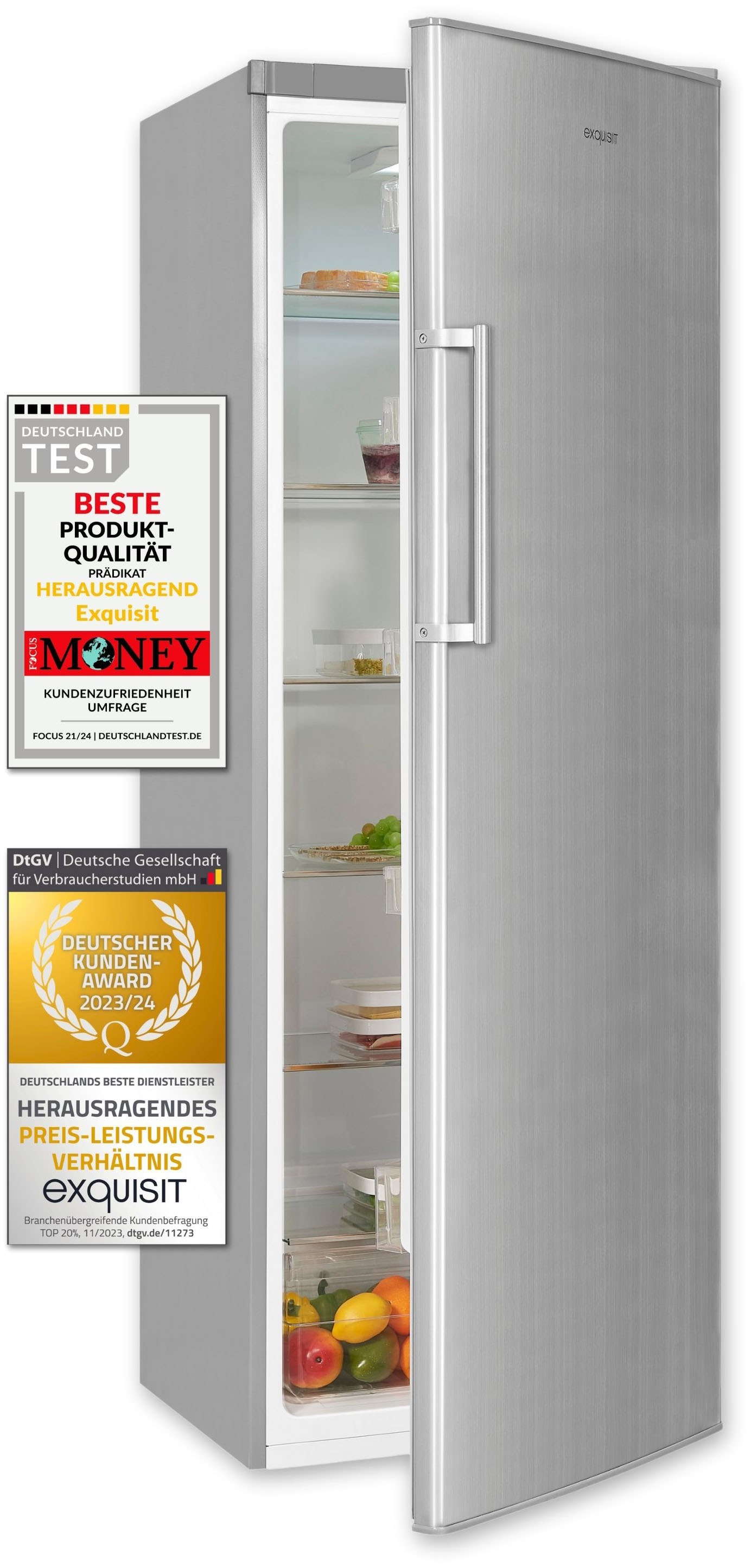 exquisit Vollraumkühlschrank "KS350-V-H-040D inoxlook" 171,5 cm hoch 60 cm günstig online kaufen