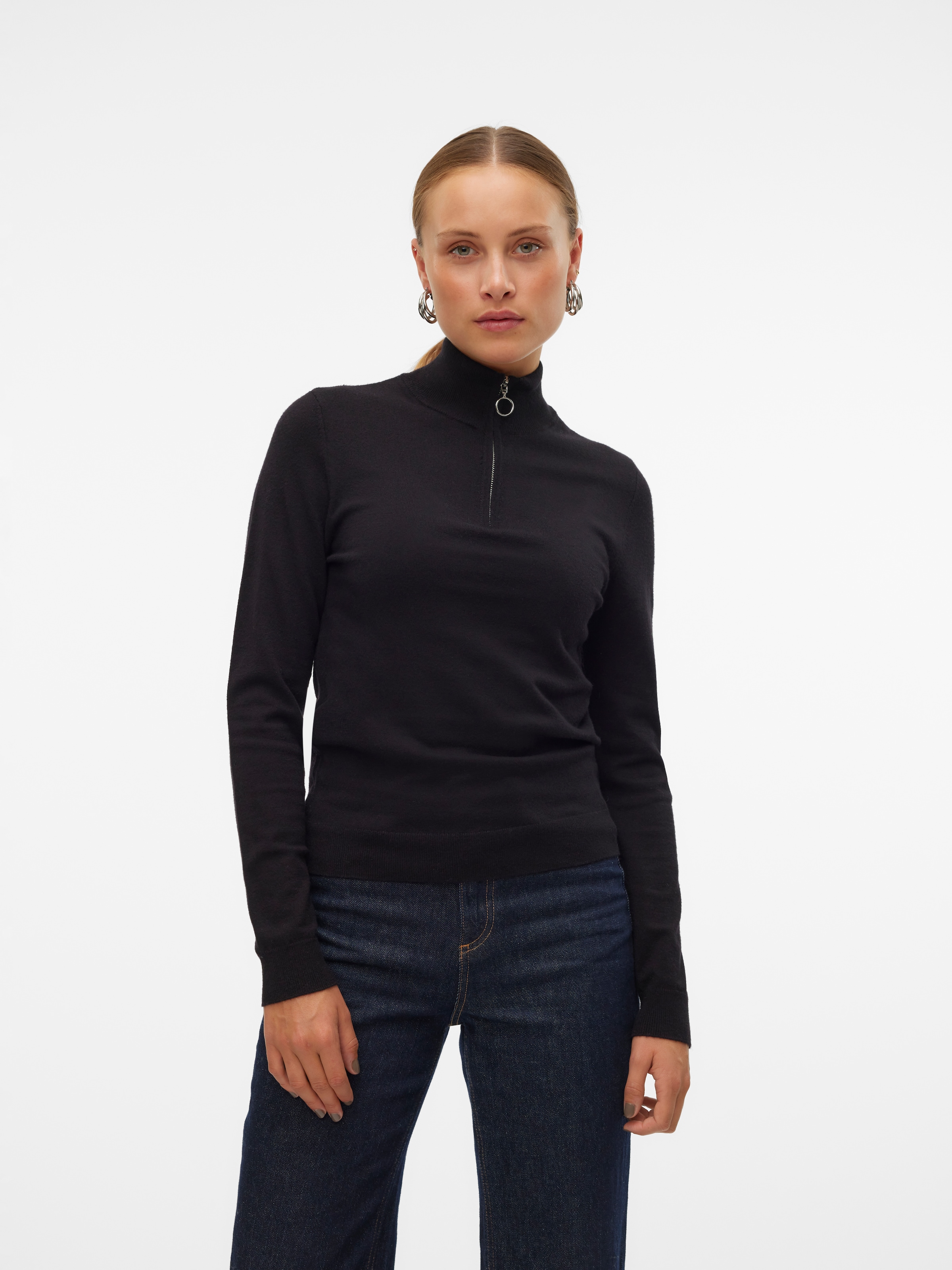 Vero Moda Stehkragenpullover "VMHAPPINESS LS HIGHNECK ZIP PULL GA BOO"