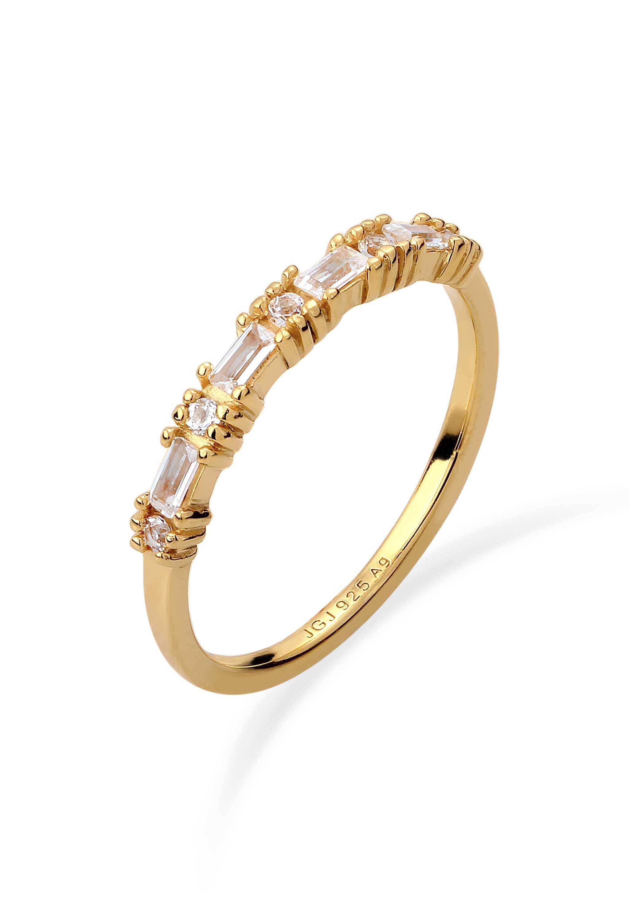 "Silberring ELLI PREMIUM ""Ring Verlobungsring Topas Weiß 925 Sterling Silber"" Gr. 56, gold, Fingerringe, Damen, 56, Silber 925 (Sterlingsilber)