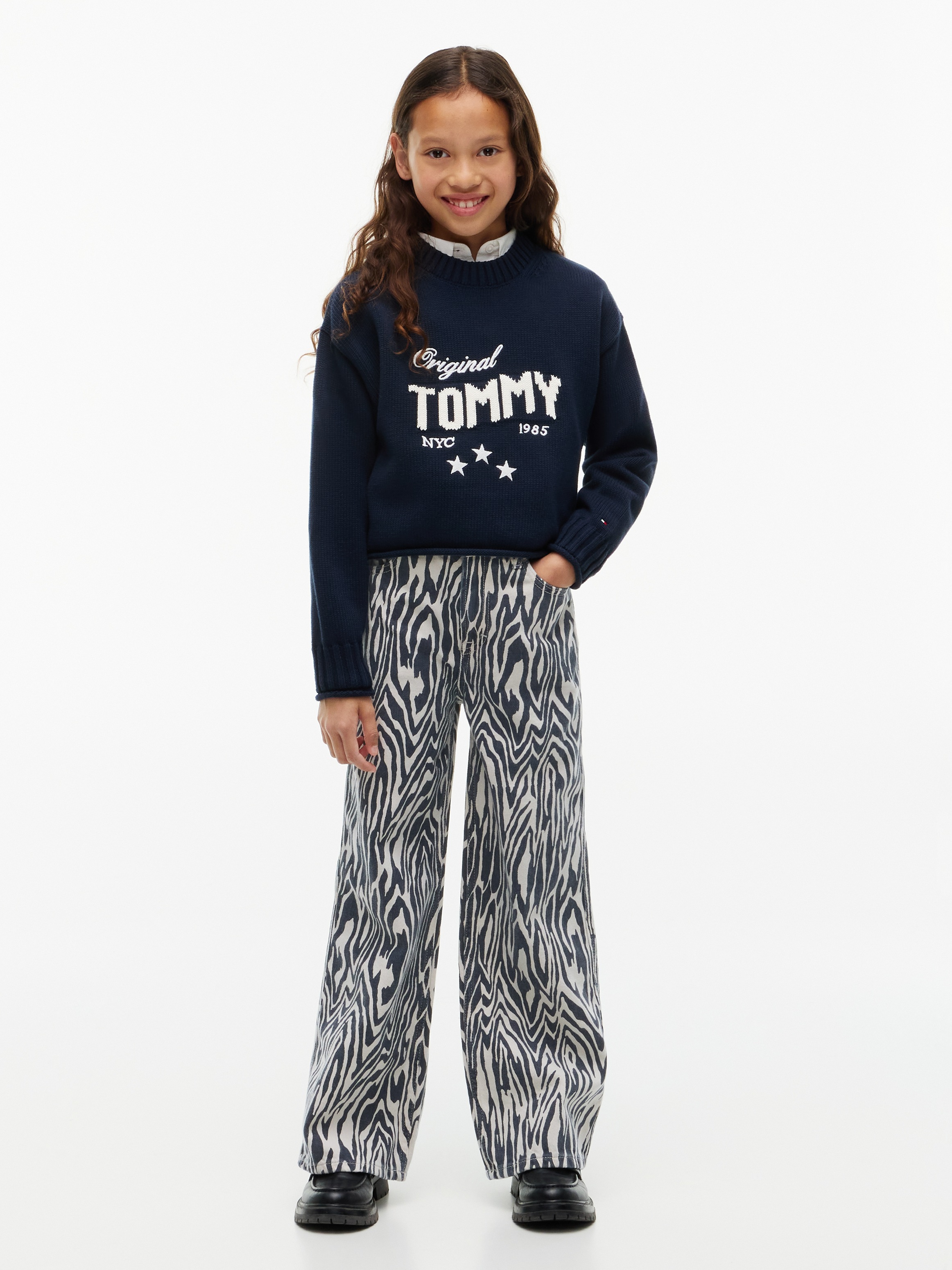 Tommy Hilfiger Weite Jeans Allover bedruckt, Regular Fit, Kinder bis 16 Jahre