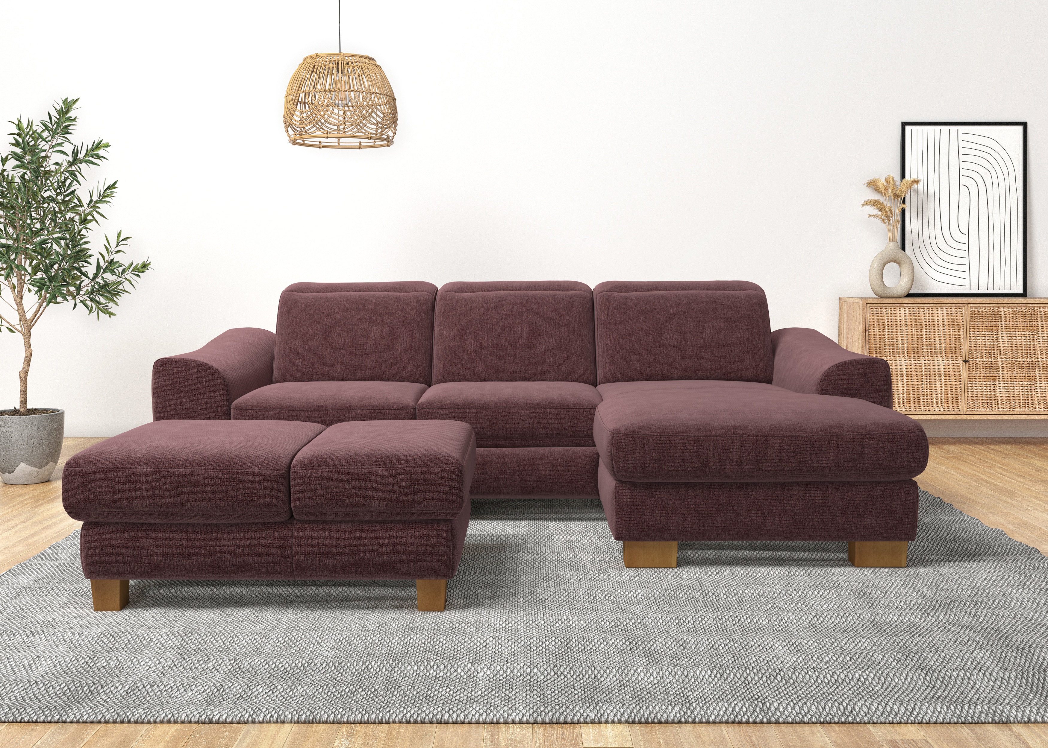 Home affaire Ecksofa "Dundee L-Form" wahlweise mit Kopfteilverstellung und zusätzlich mit Schlaffunktion