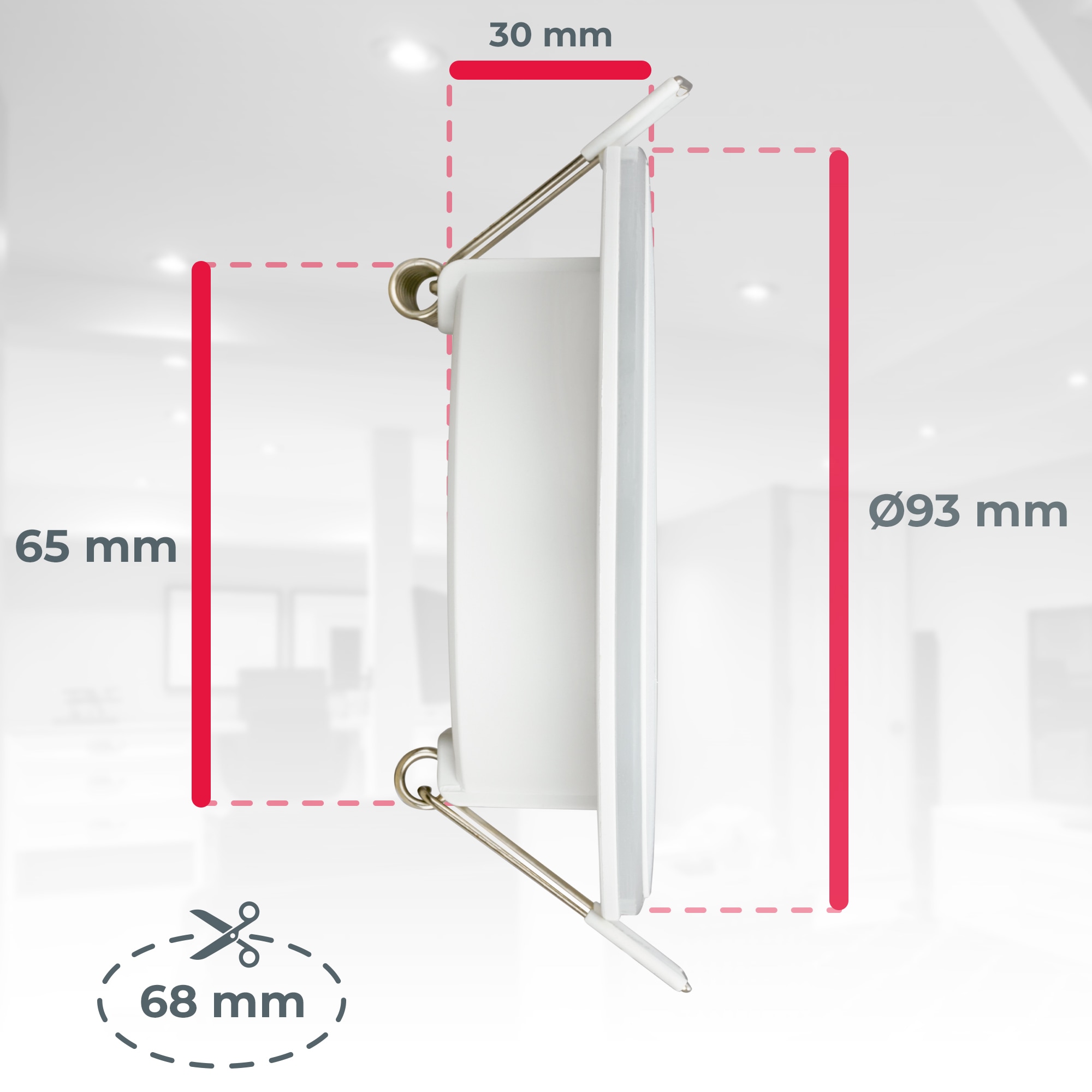 B.K.Licht LED Einbaustrahler »LED Einbauleuchten«, 6 flammig, 6er Set, 93x30 mm, Weiß, je 4,9W, Decke, Wohnzimmer, Flur