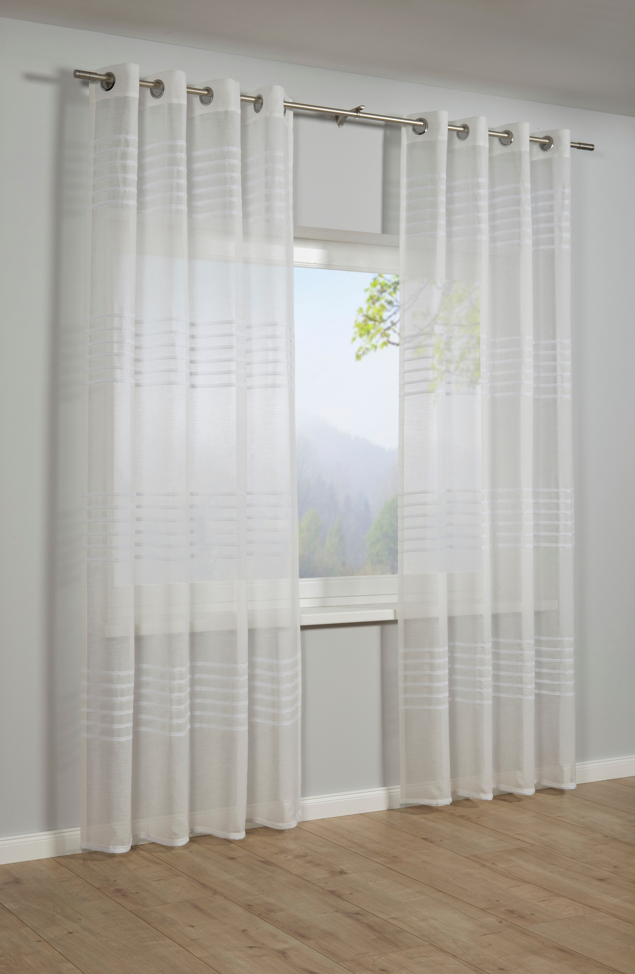 Sehlbach Gardine "Schal 3-D Streifen" Ösen 1 Stk. tlg. mit Ösen günstig online kaufen