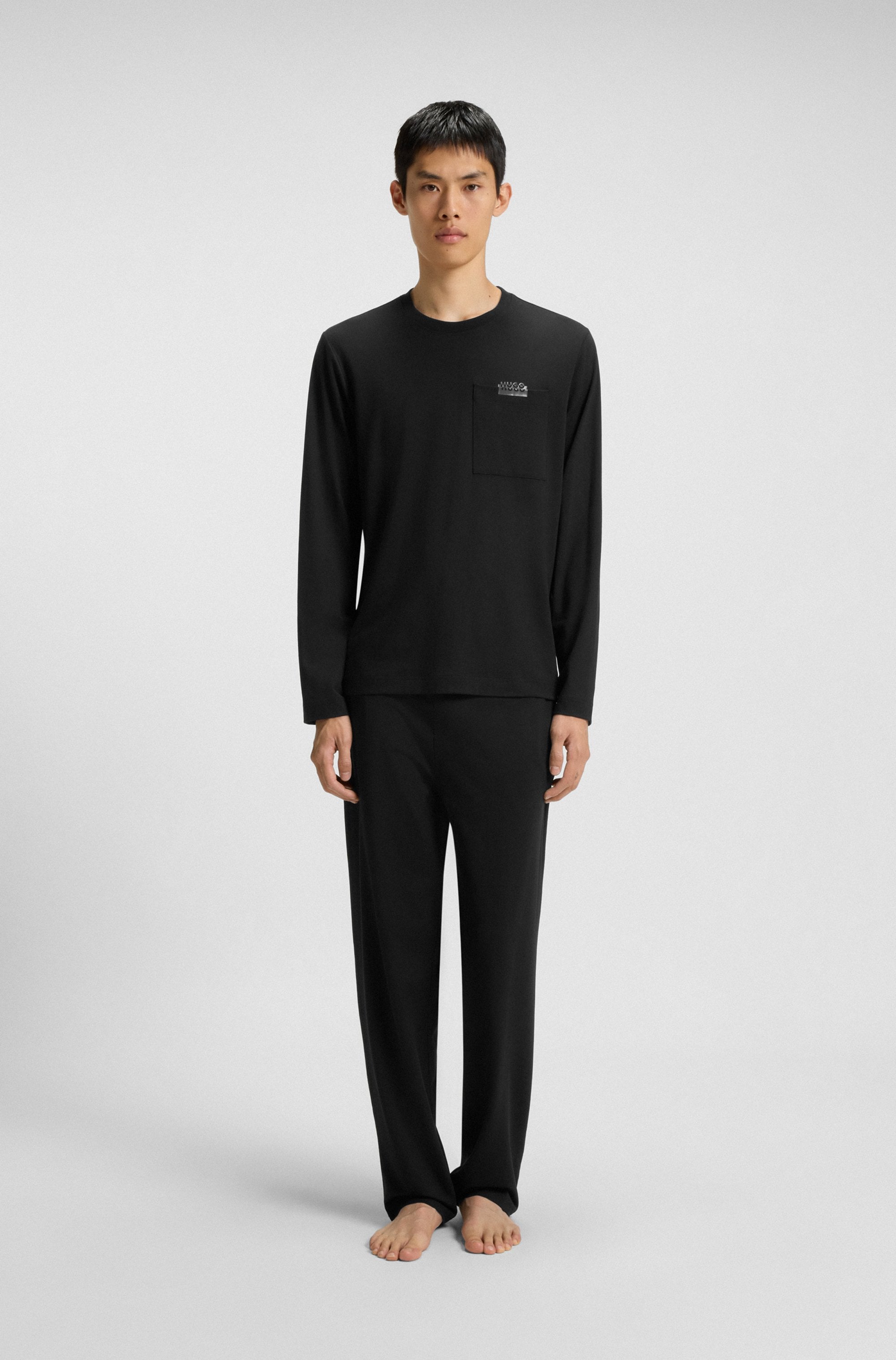 HUGO Underwear Pyjama "NOCTO LONG SET", aus Stretch-Jersey mit Split-Logos, günstig online kaufen