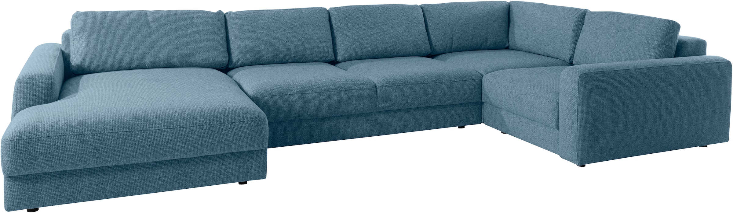 Wohnlandschaft HOME AFFAIRE "Bloomfield, Mega Polsterprogramm, Breite 405cm, viel Platz, U-Form", blau (tepestry), B:405cm H:84cm T:224cm, 100% Polyester, Sofas, Wohnlandschaft, mit extra tiefer Sitzfläche, wahlweise mit Sitztiefenverstellung 5