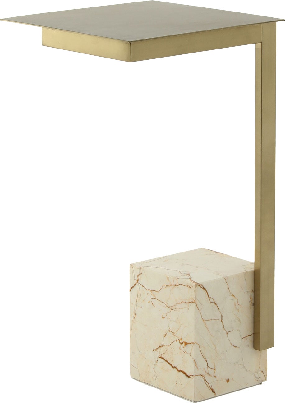 Kayoom Beistelltisch »Oscar 225, Passender Marmorfuß in kantigem Design«, (1 St.), Eckiger Marmorfuß, eckige Ablagefläche und Gestell aus Edelstahl