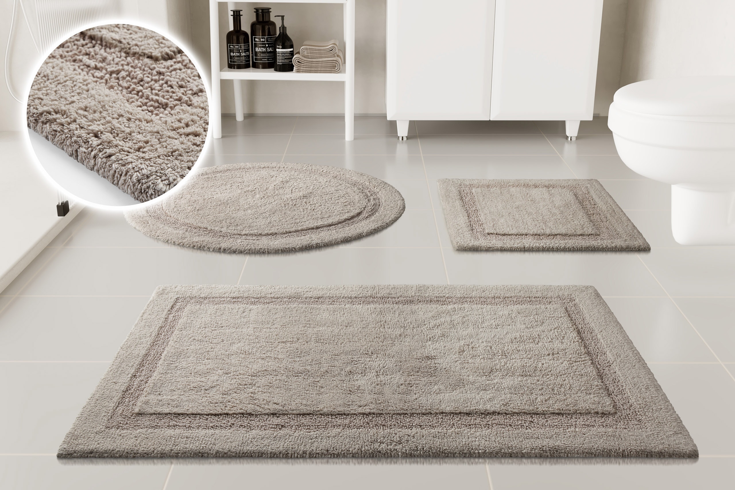 OTTO home Badematte "Meellor, uni, viele Farben, Badvorleger, Badezimmer Teppich" Höhe 20 mm rutschhemmend beschichtet fußbodenheizungsgeeignet Badteppich, getuftet, modern, Uni, antirutsch, flauschig, Baumwolle