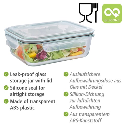 WENKO Frischhaltedose »Pacu«, (1 tlg.), Glas, Aufbewahrungsdose zum Zubereiten und Einfrieren