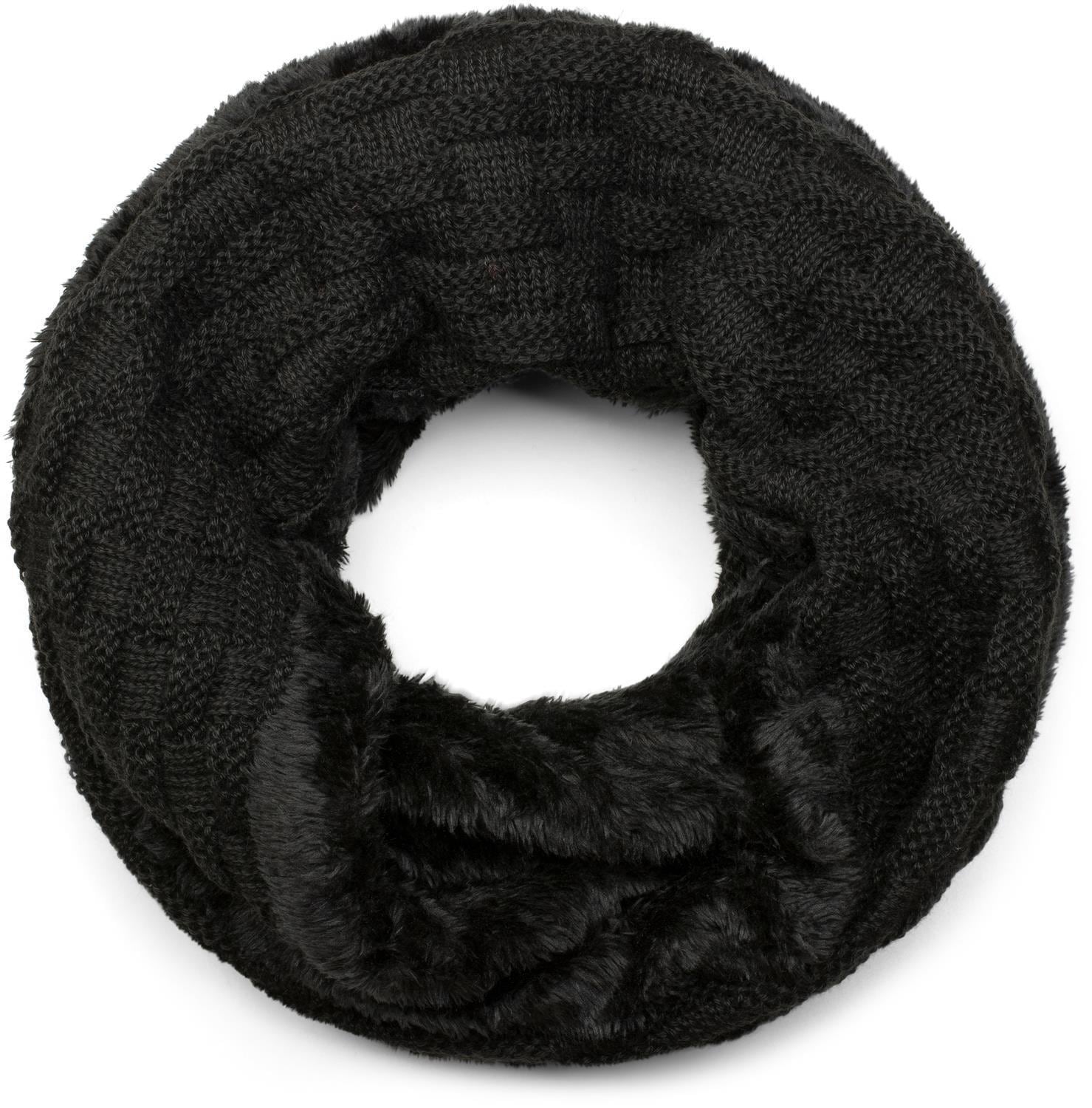 styleBREAKER Strickschal "Feinstrick Loop mit Flecht Muster und Teddyfleece" 1 Stk.