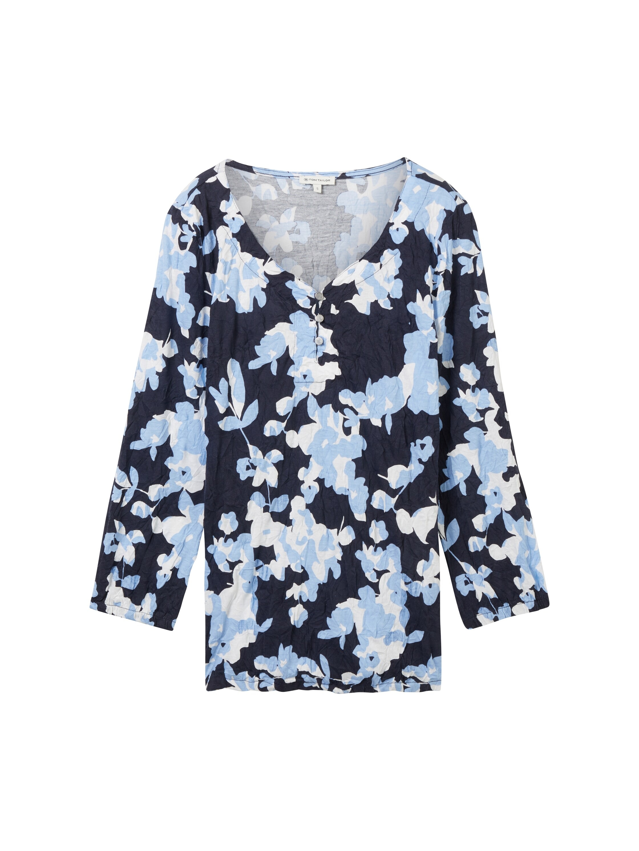 TOM TAILOR 3/4-Arm-Shirt, mit Alloverprint und Henley- Ausschnitt