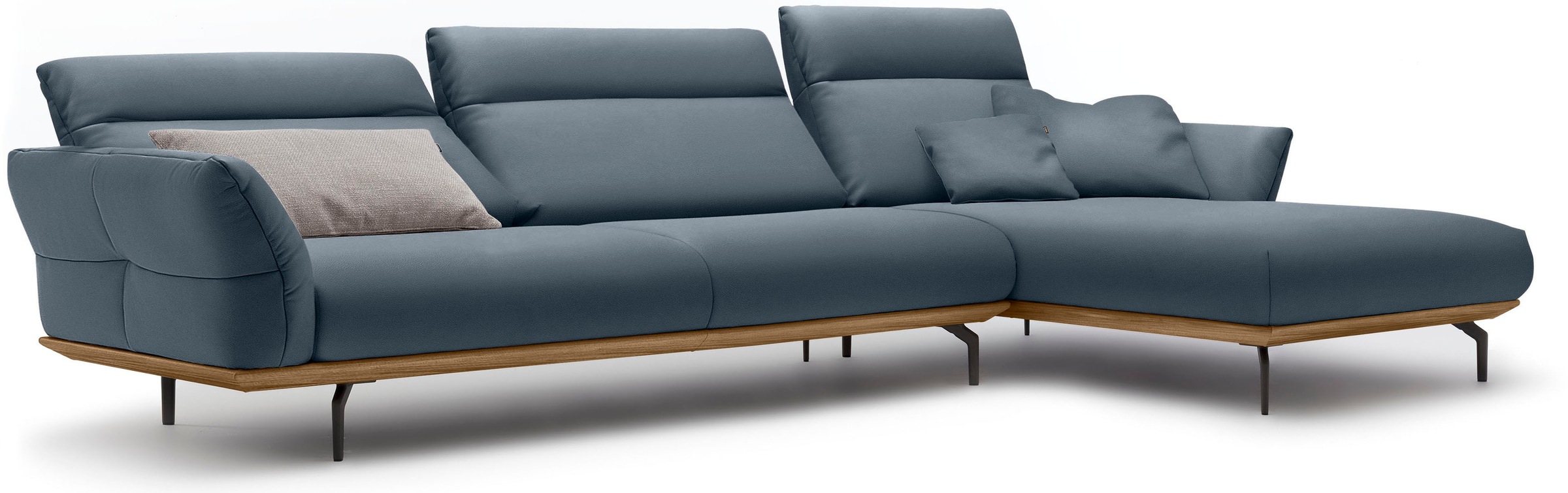 hülsta sofa Ecksofa »hs.460«, Sockel in Nussbaum, Winkelfüße in Umbragrau, Breite 338 cm