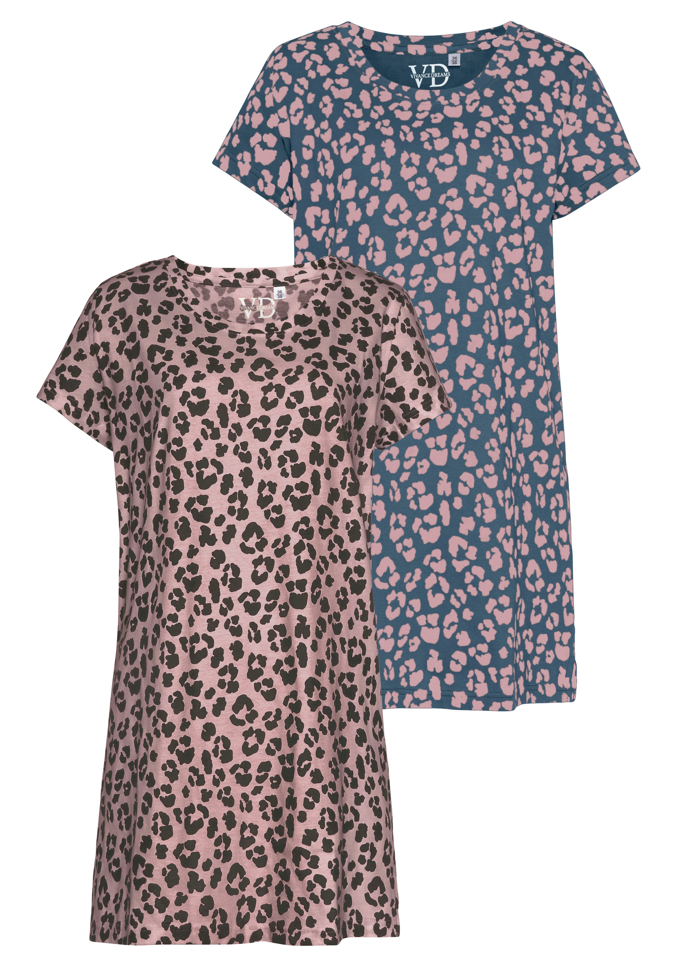 Vivance Dreams Sleepshirt, (2er-Pack), mit Leo-Muster günstig online kaufen