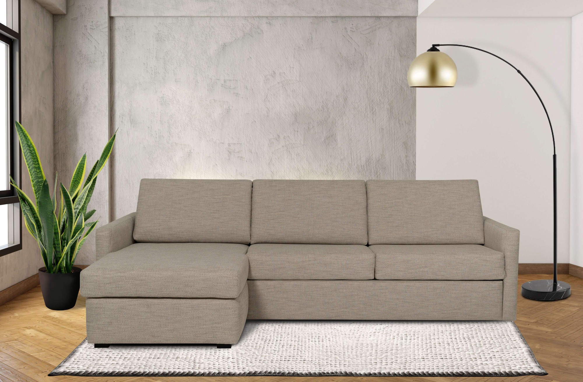 Places of Style Schlafsofa »GOLDPOINT Ecksofa 264 cm, Liegefläche (140/200cm), L-Form,«, Bettfunktion, Bonell-Federkernmatratze und Dauerschläfer-Funktion